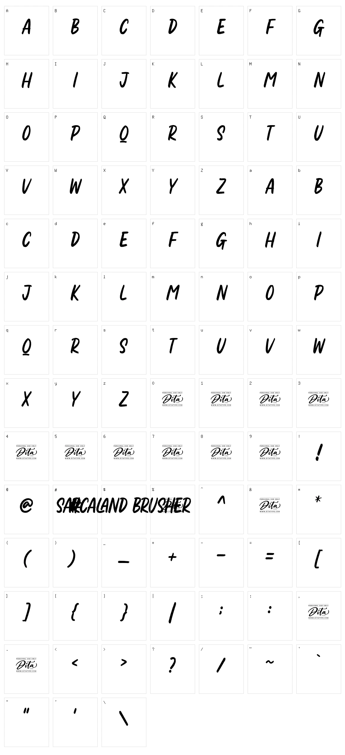 Sarcaland Brusher Character Set