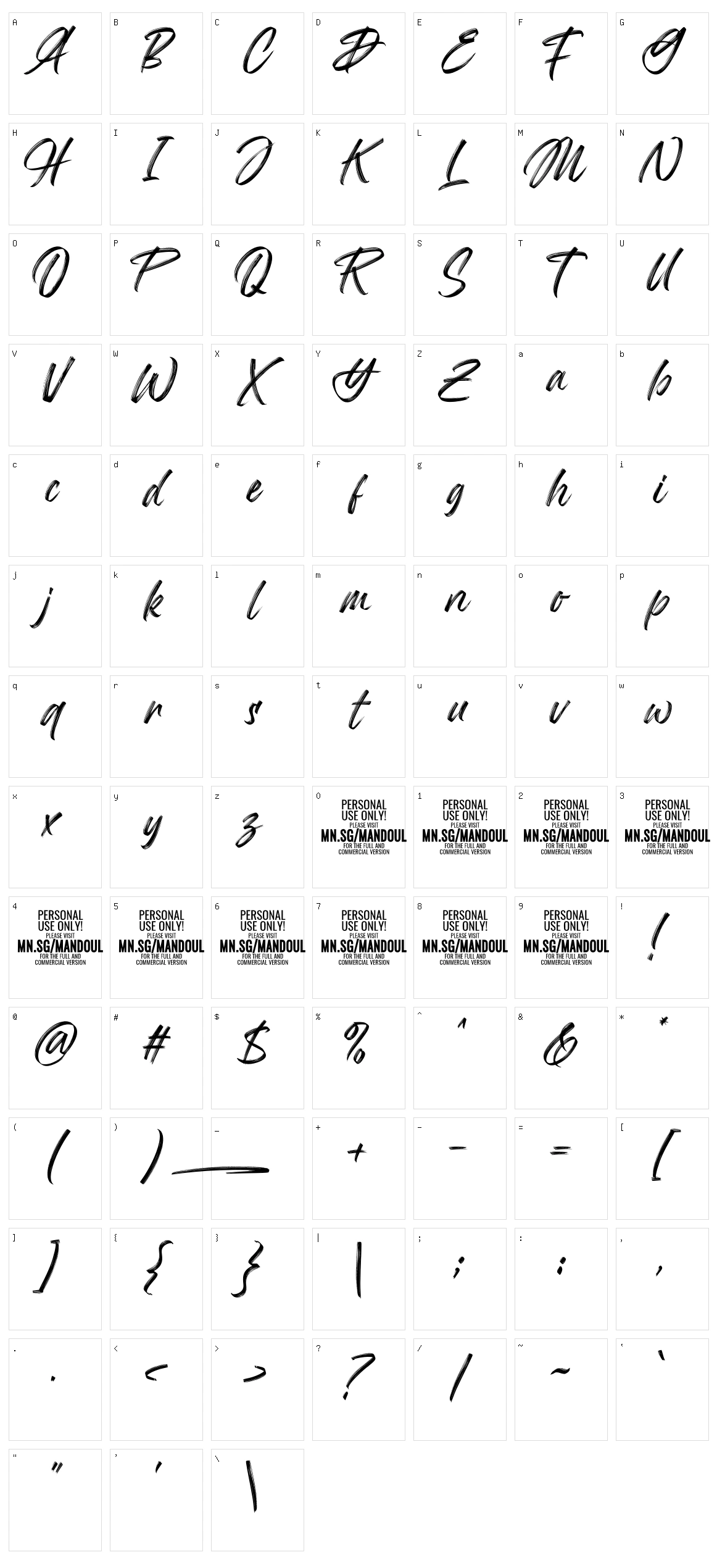 Mandoul Brush Character Set