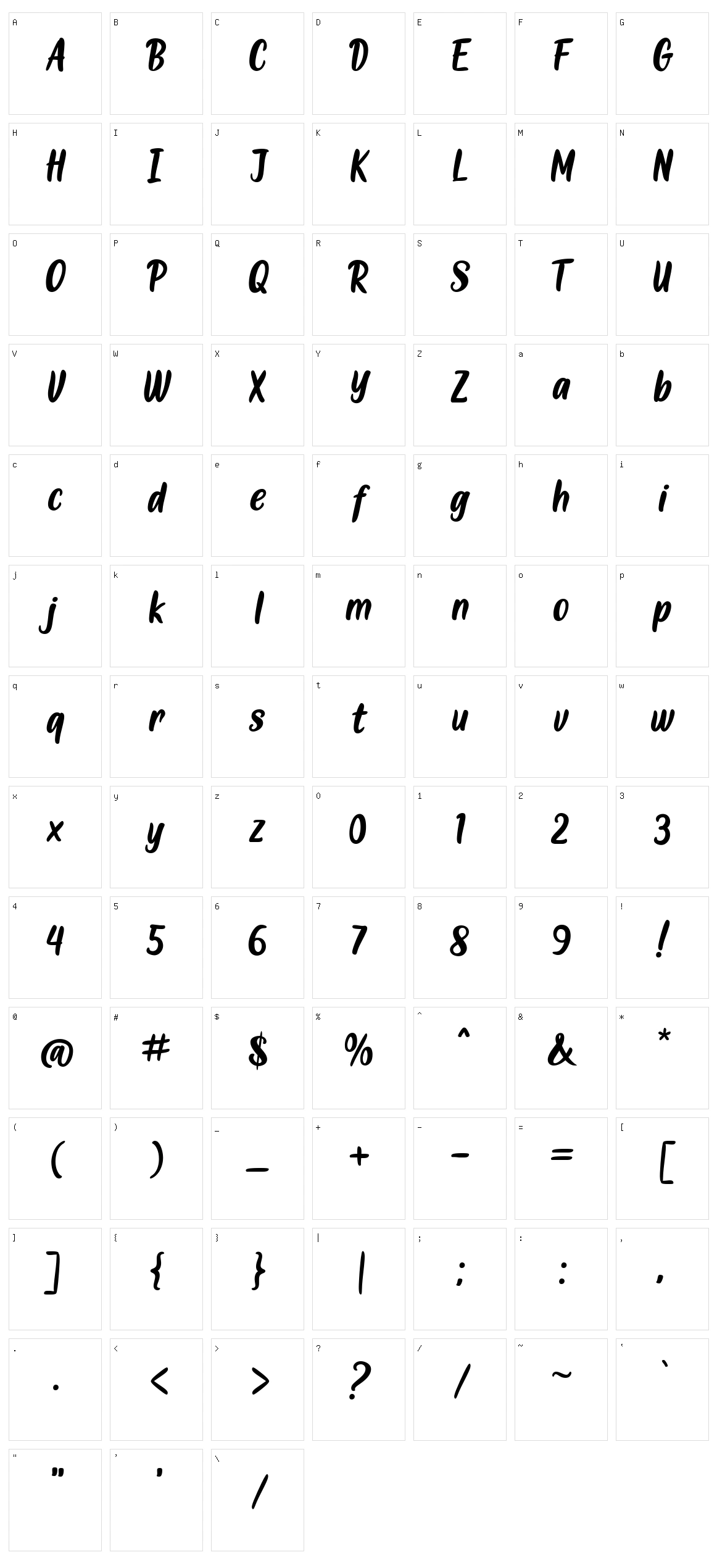 Angelo Marker Character Set