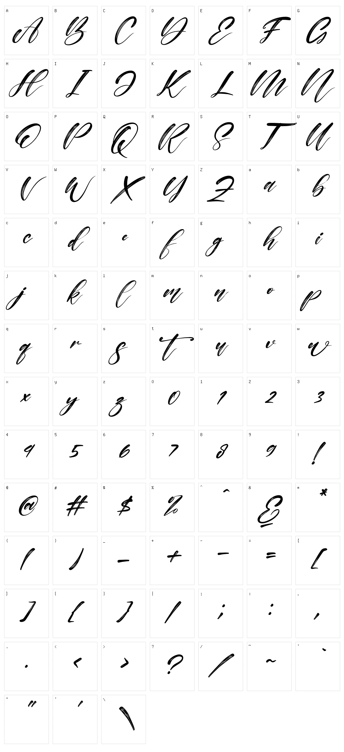 Alisabela Brushley Character Set