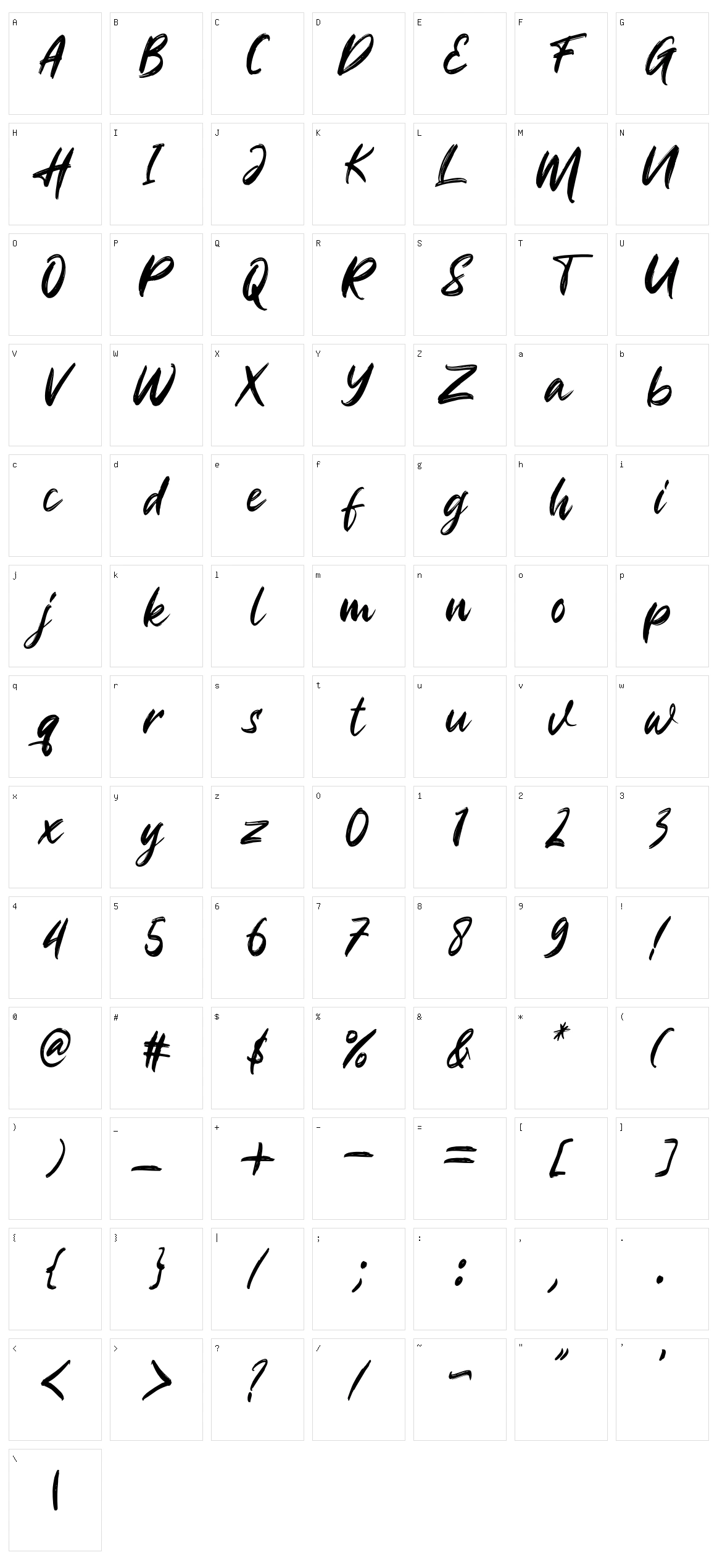Hugey Matteo Character Set
