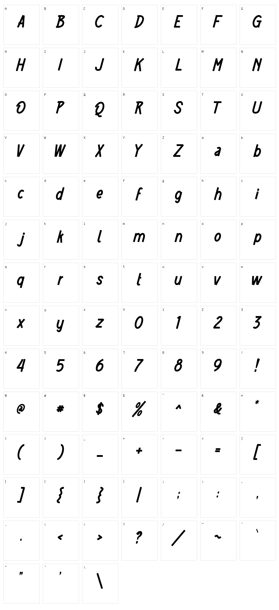 Sunblood Character Set