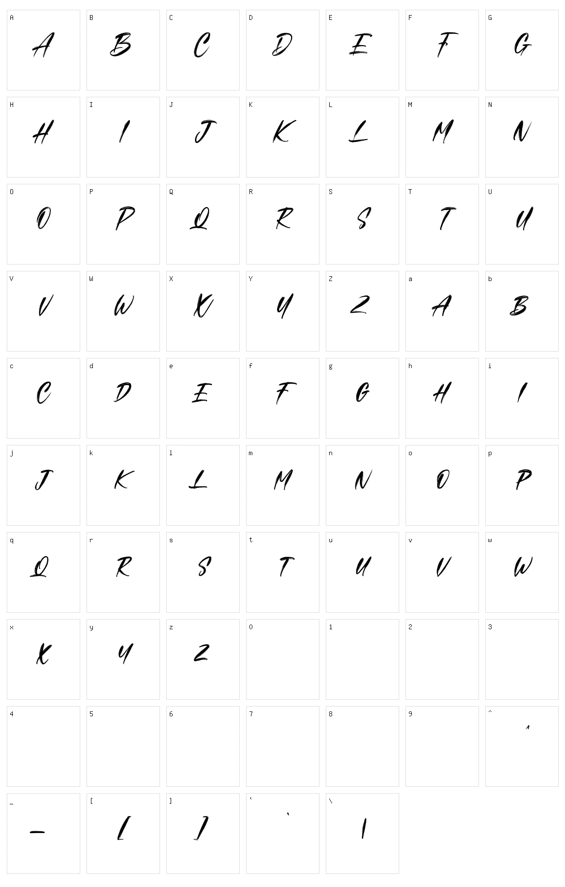 Aftercoma Character Set