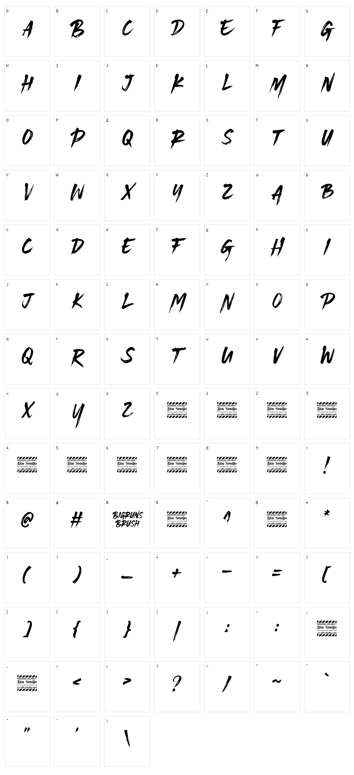 Bigruns Brush Character Set