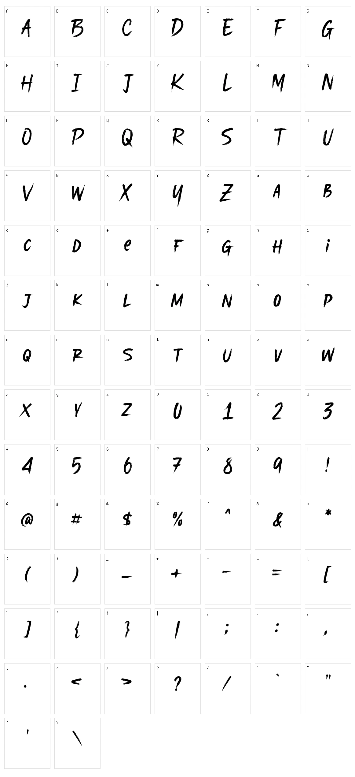 Moviecal Character Set