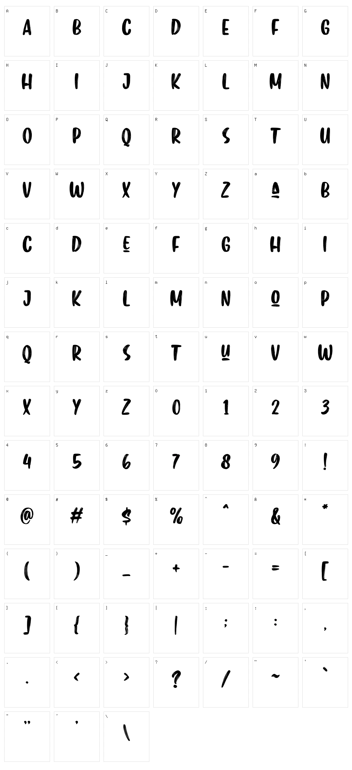 Hamer Character Set