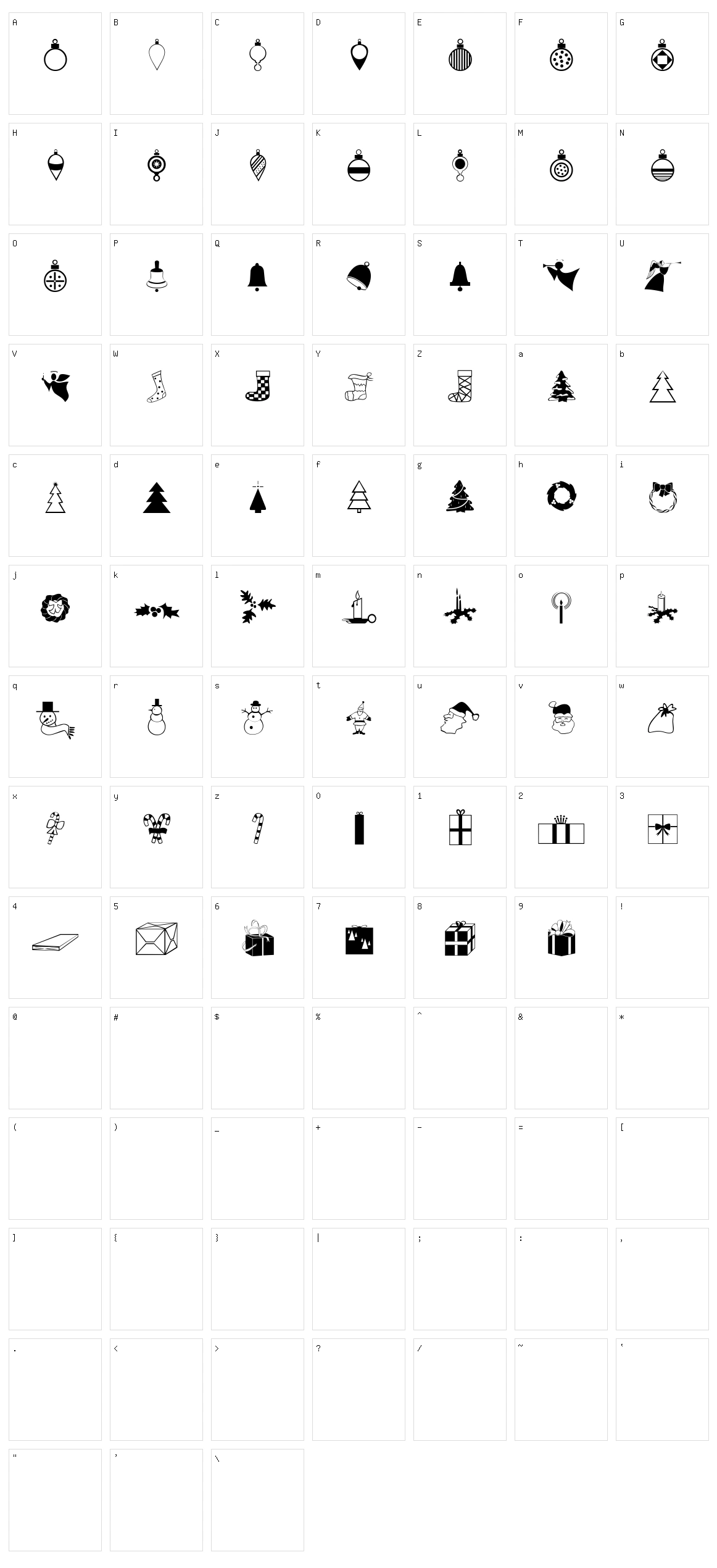 Xmas Dings Character Set