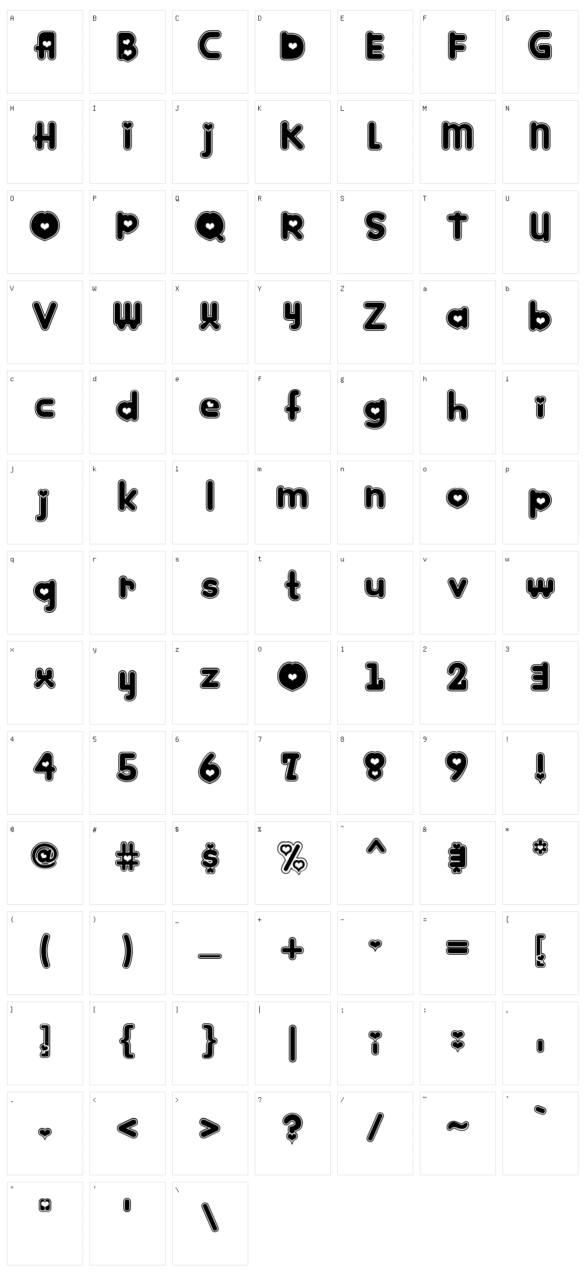 Kinkee Character Set