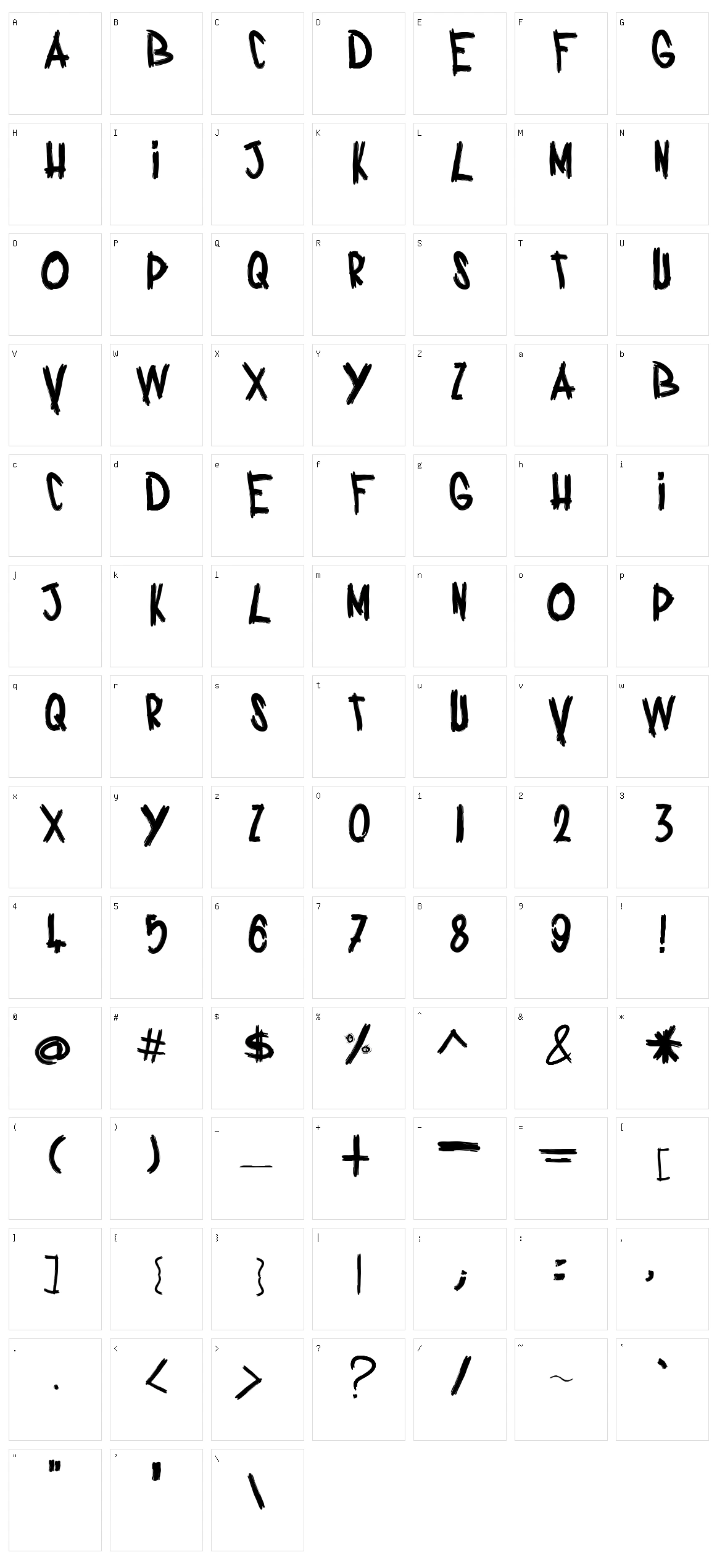 Ciao jFont Character Set