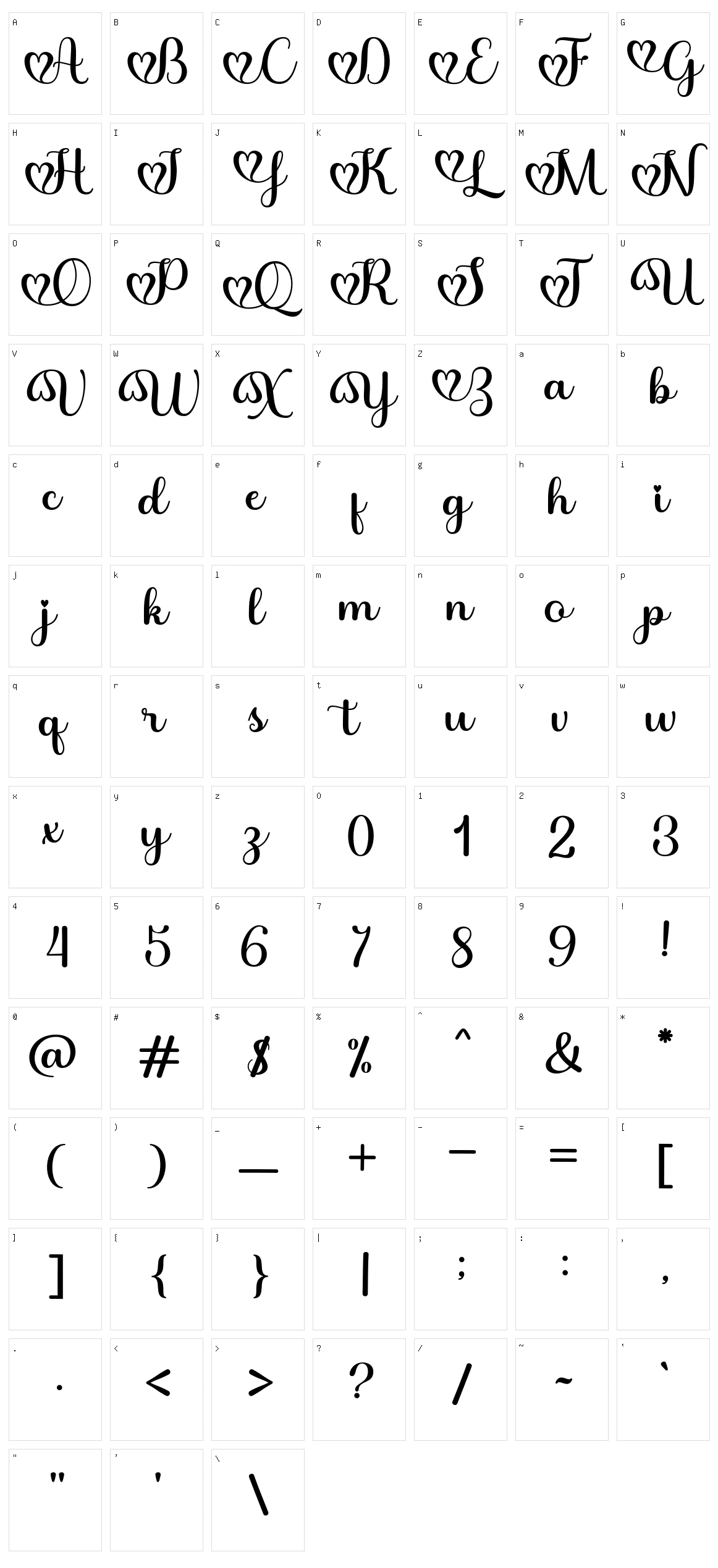 Jully Julia Character Set