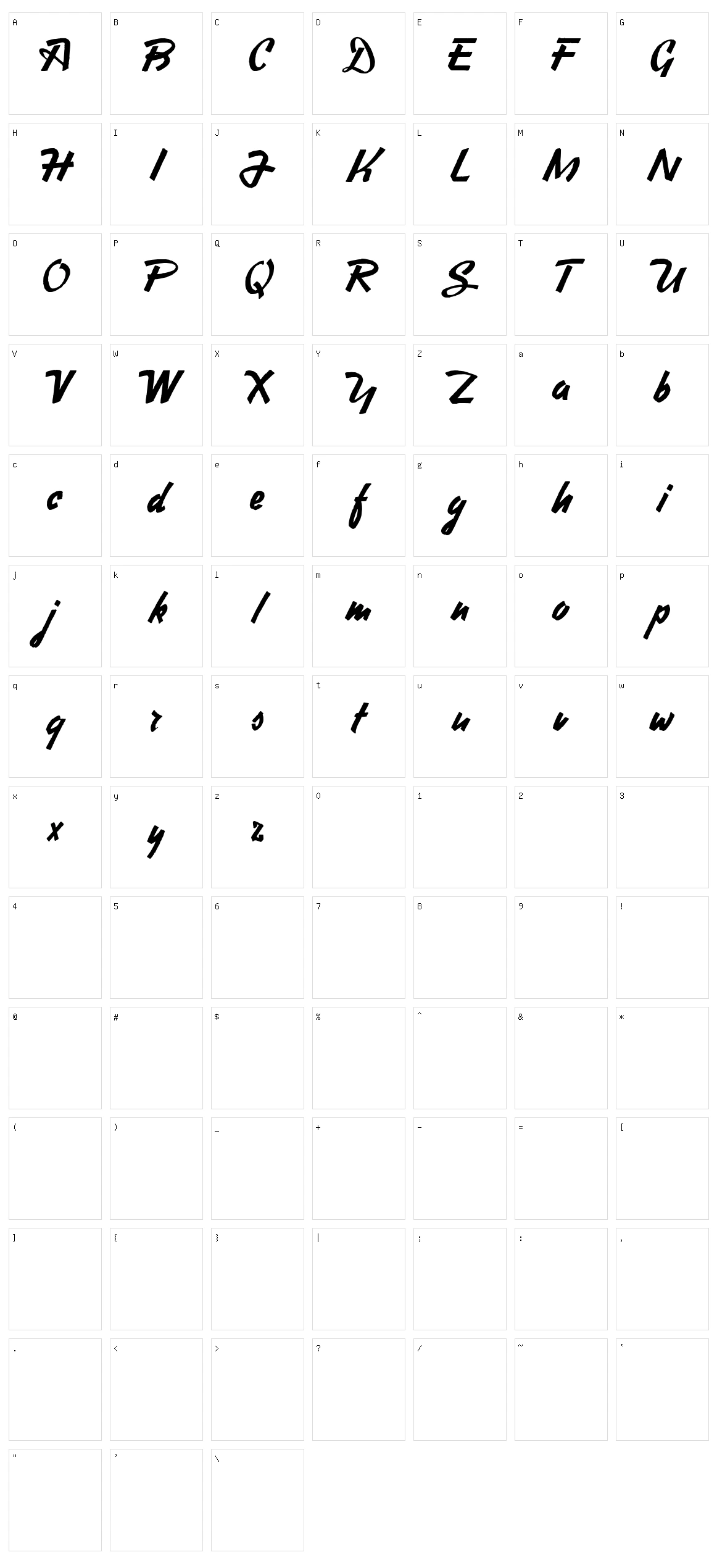 Heavy Squared Writing Character Set