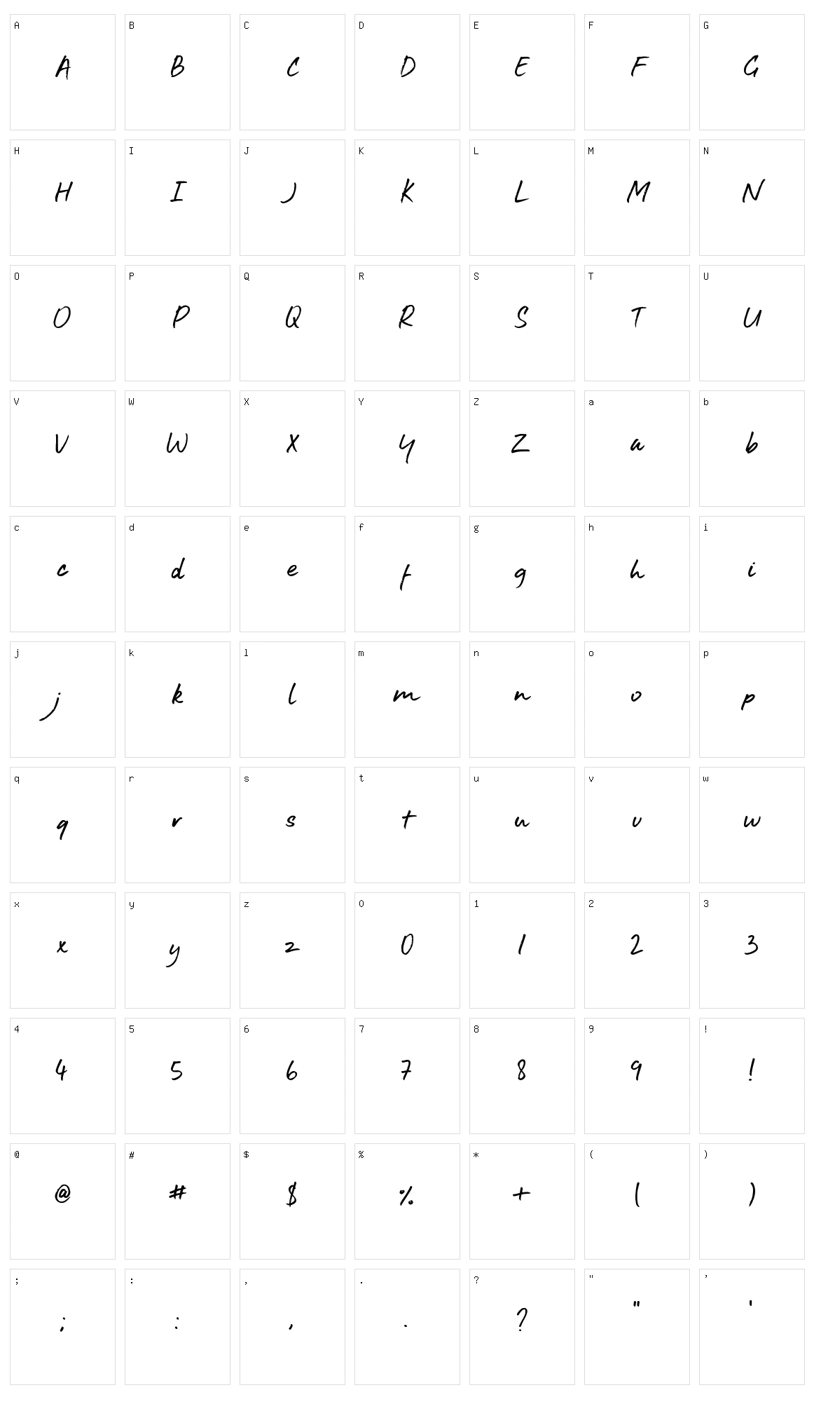 Aroha Character Set