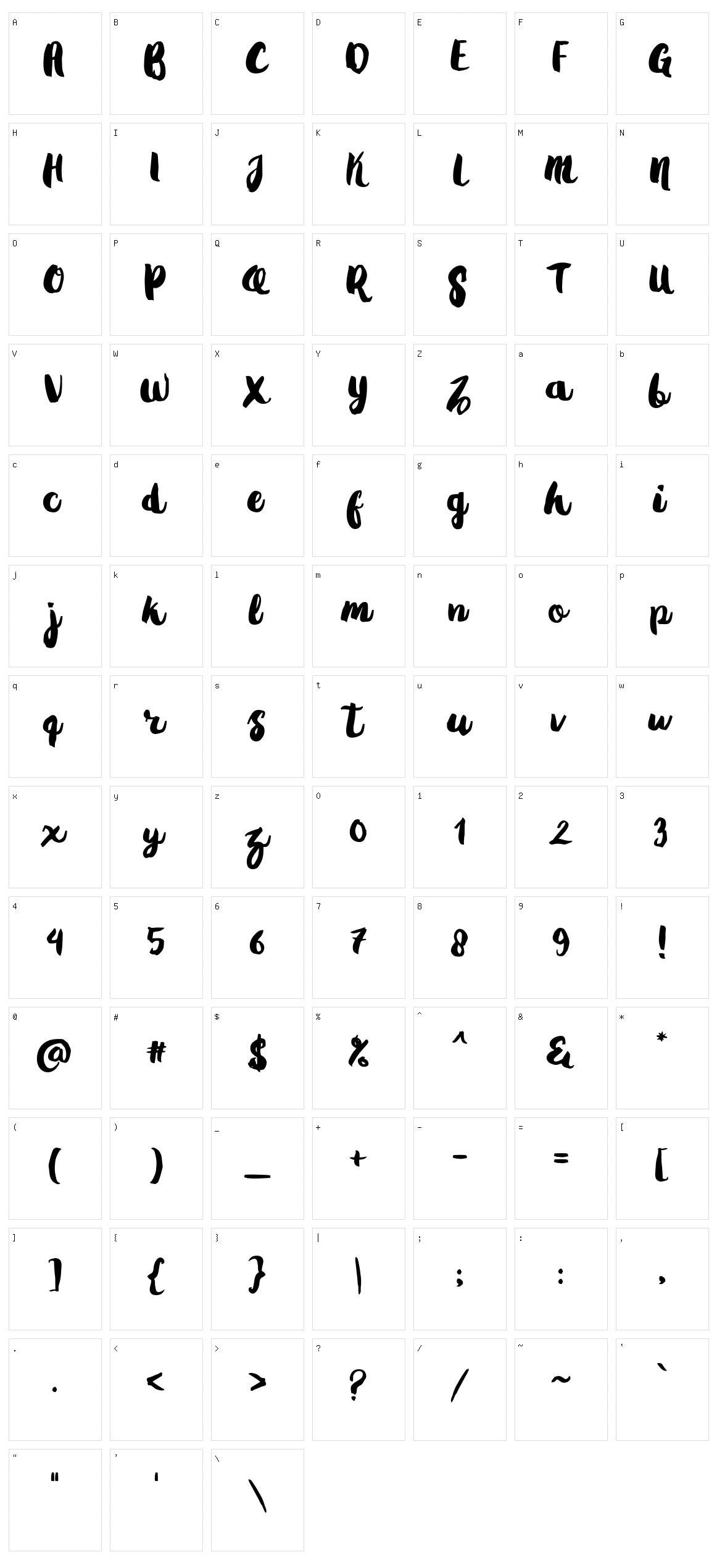 Gradies Character Set