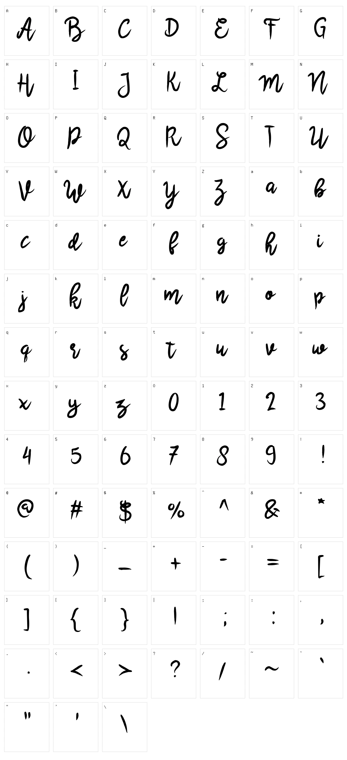 Scrivimi Character Set