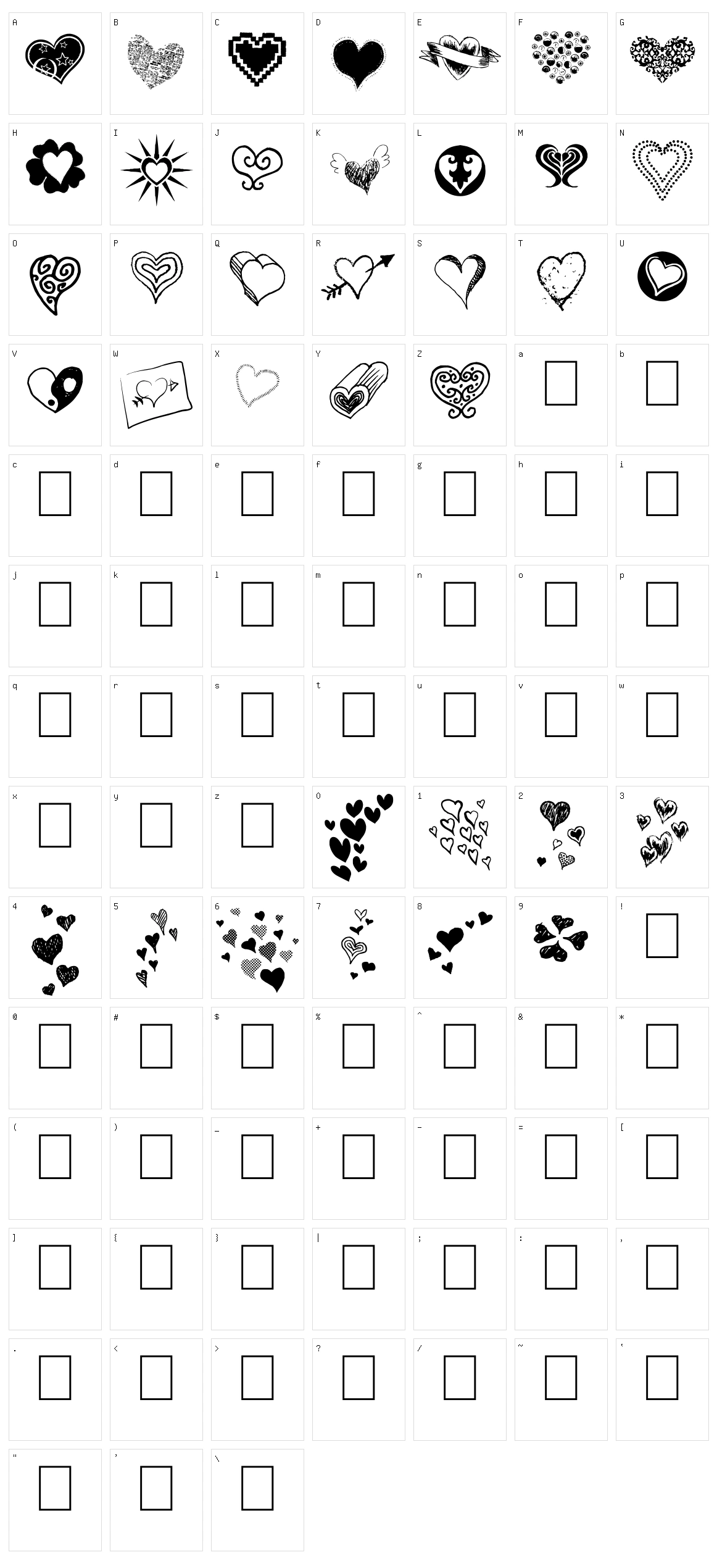 Heartz Character Set