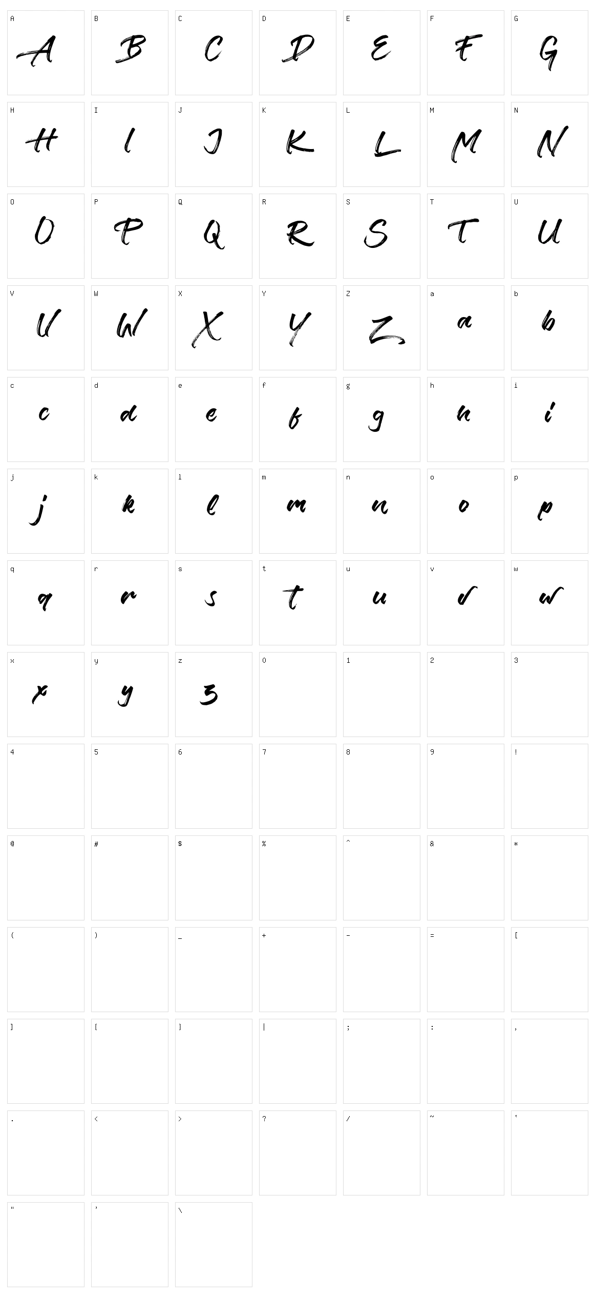Verbena Character Set