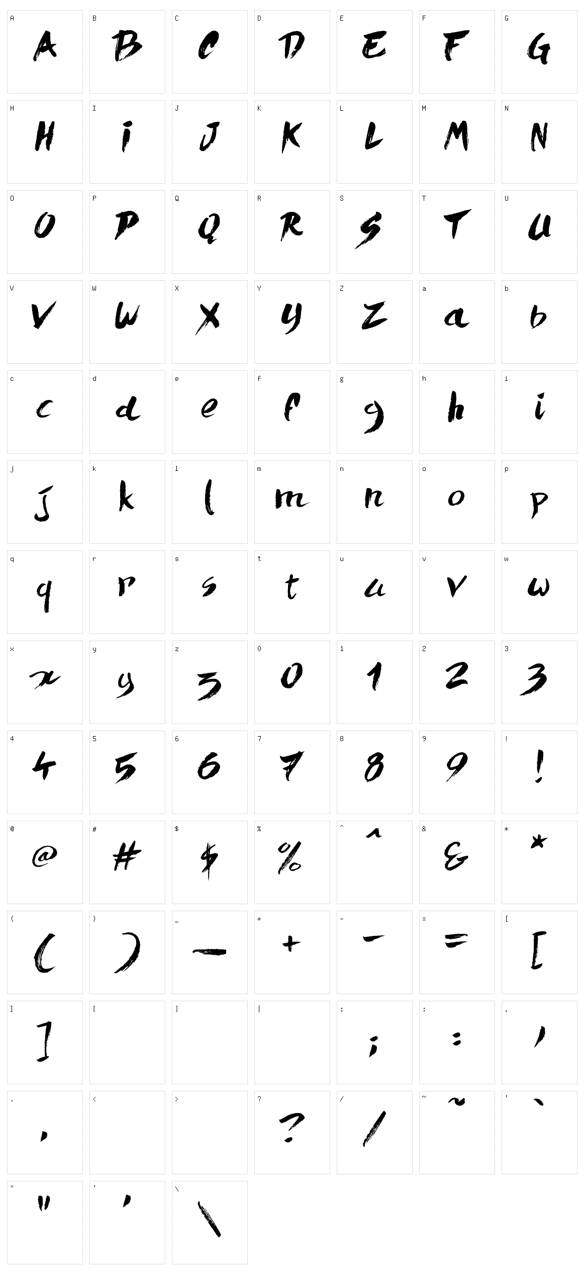 Quick Menu Boards Character Set