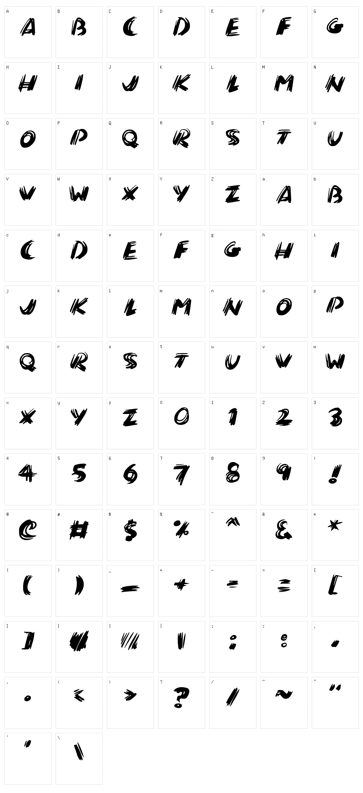 Brushalot Character Set