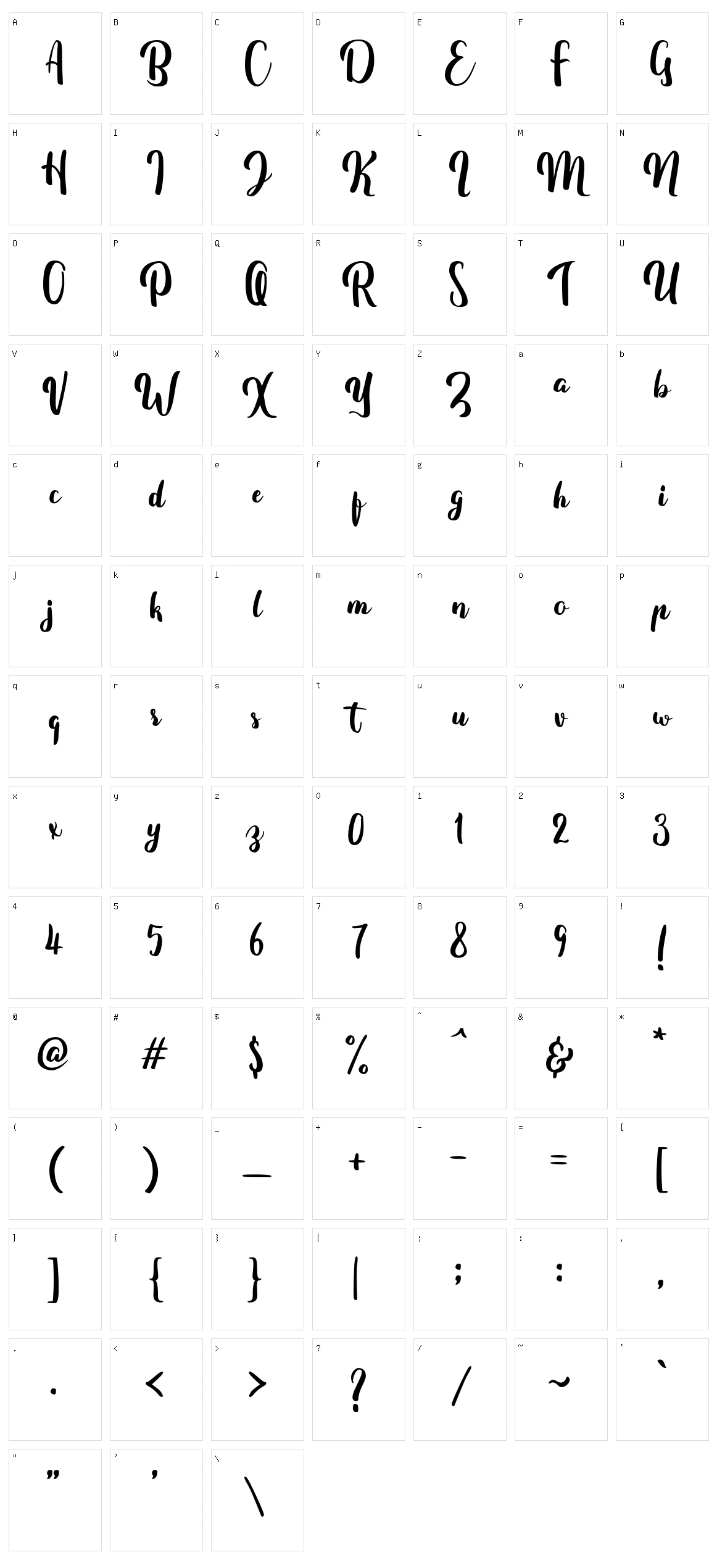 Fitamint Script Character Set