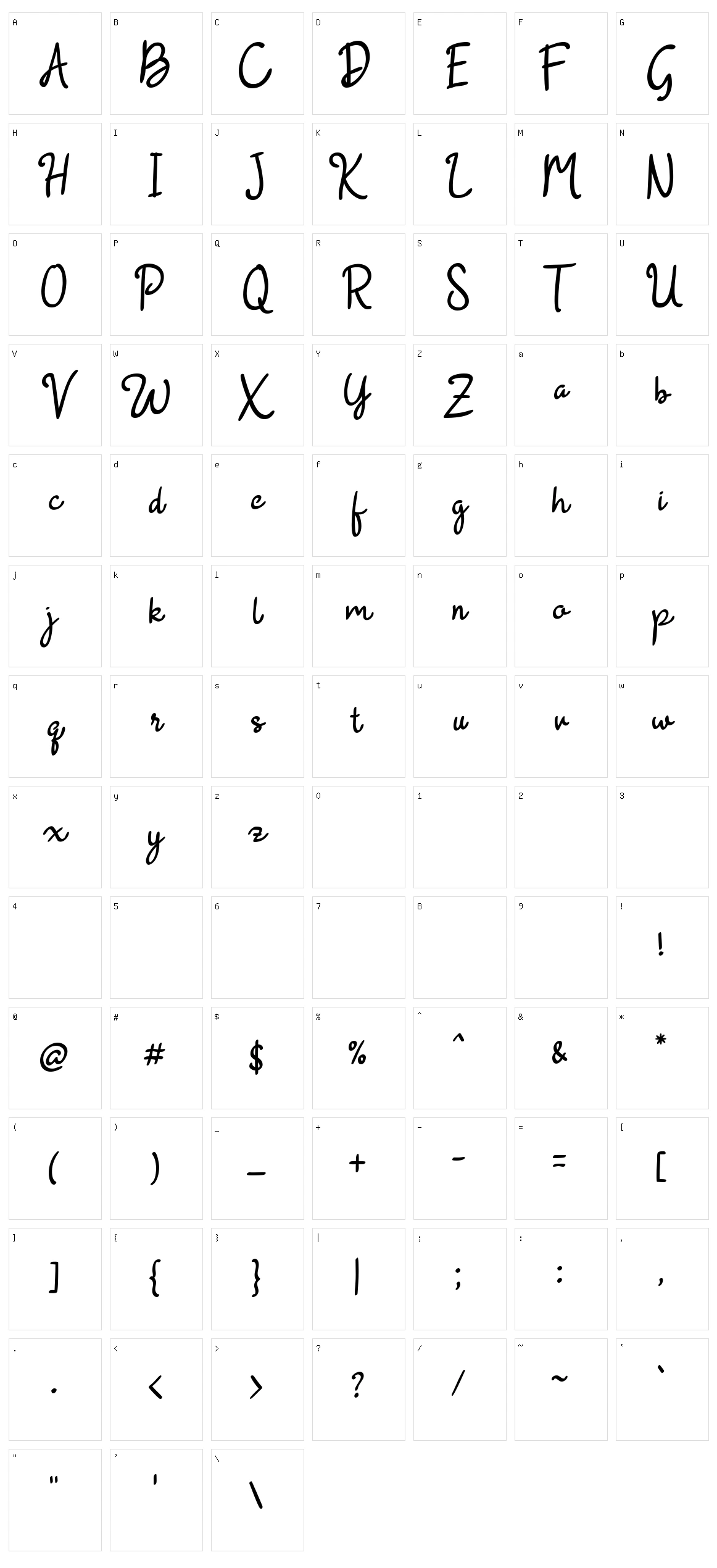 BeautyRains Character Set