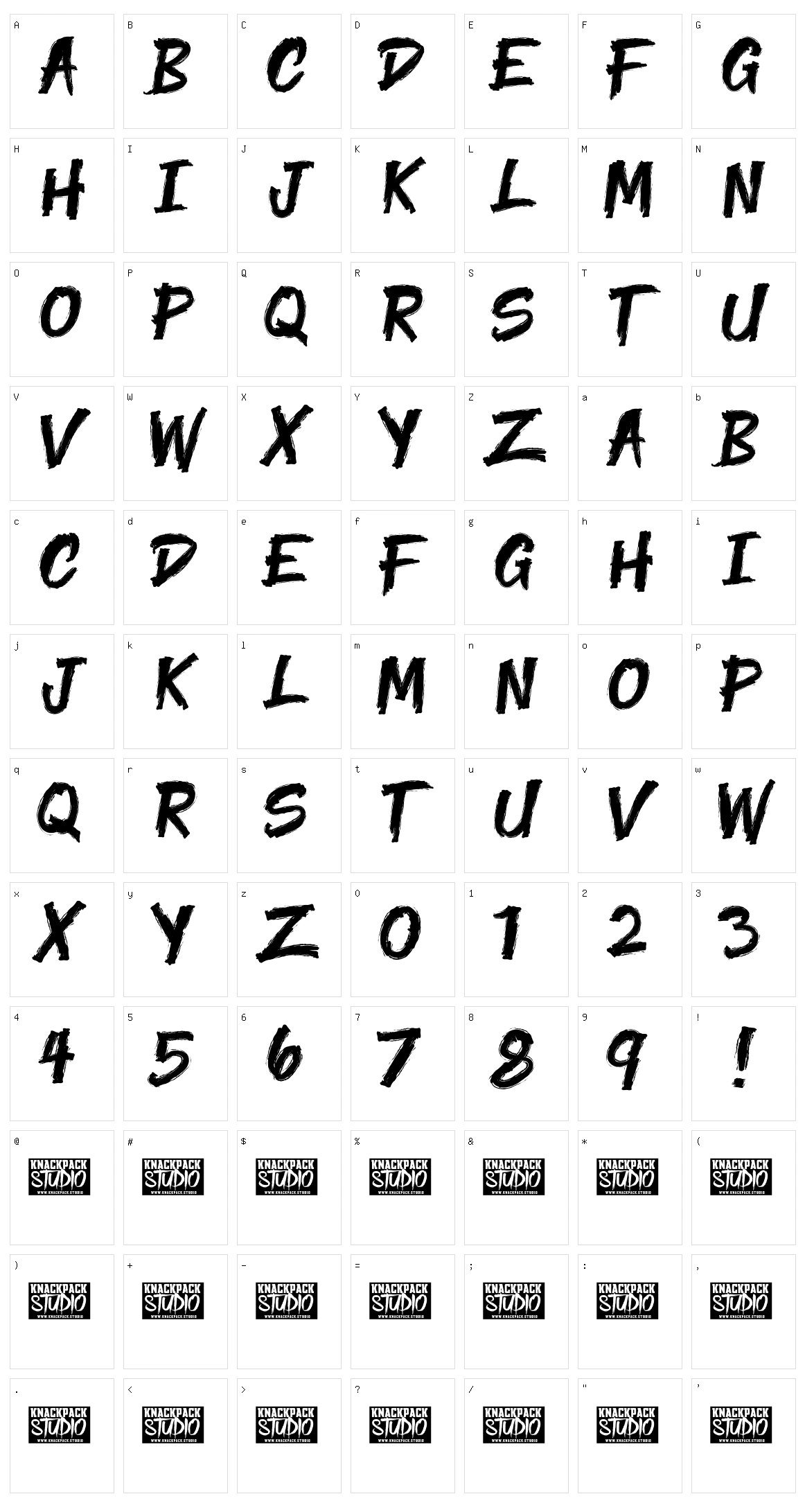 Yenoh Brush Character Set