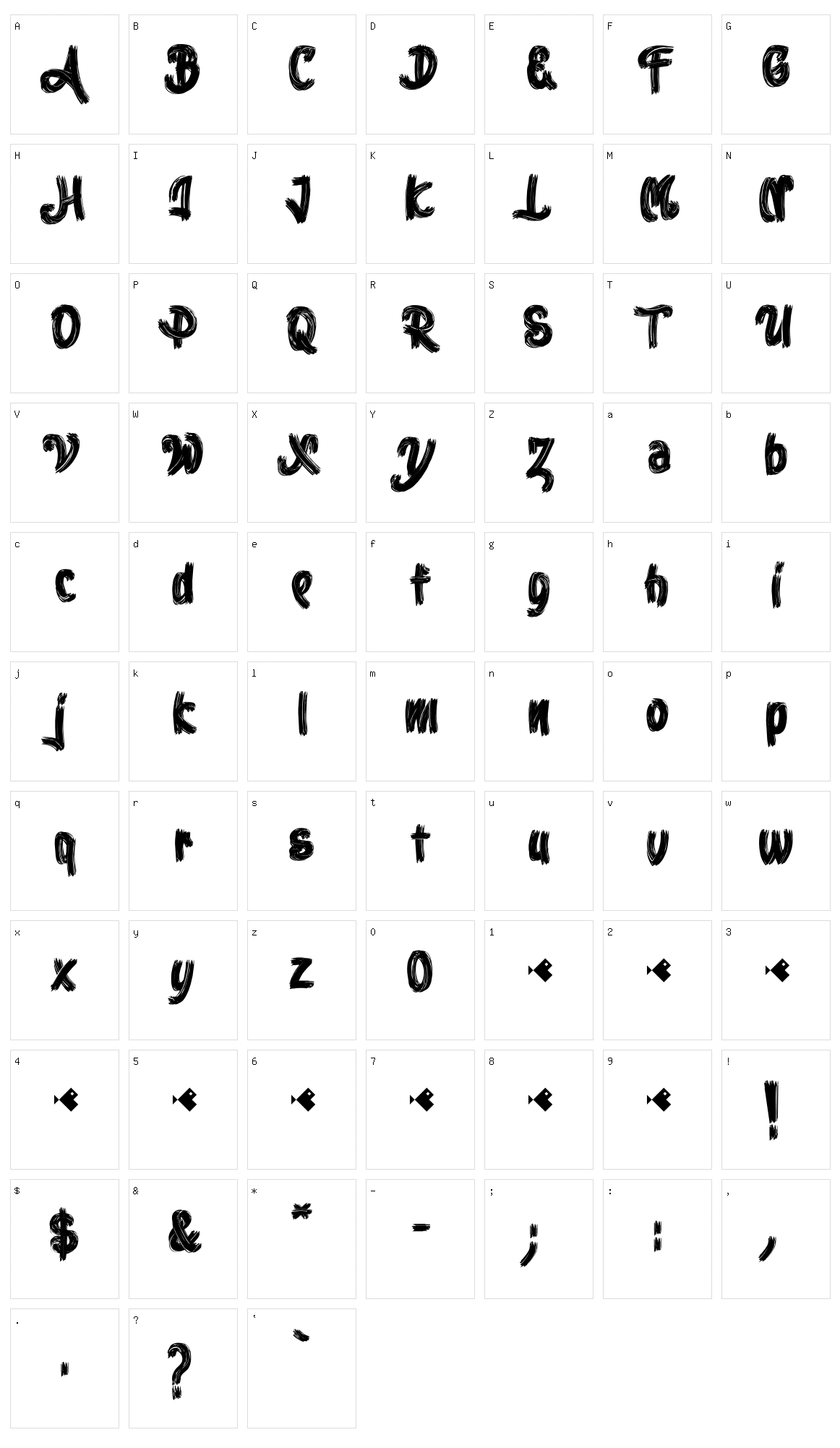 Stoica Brush Character Set