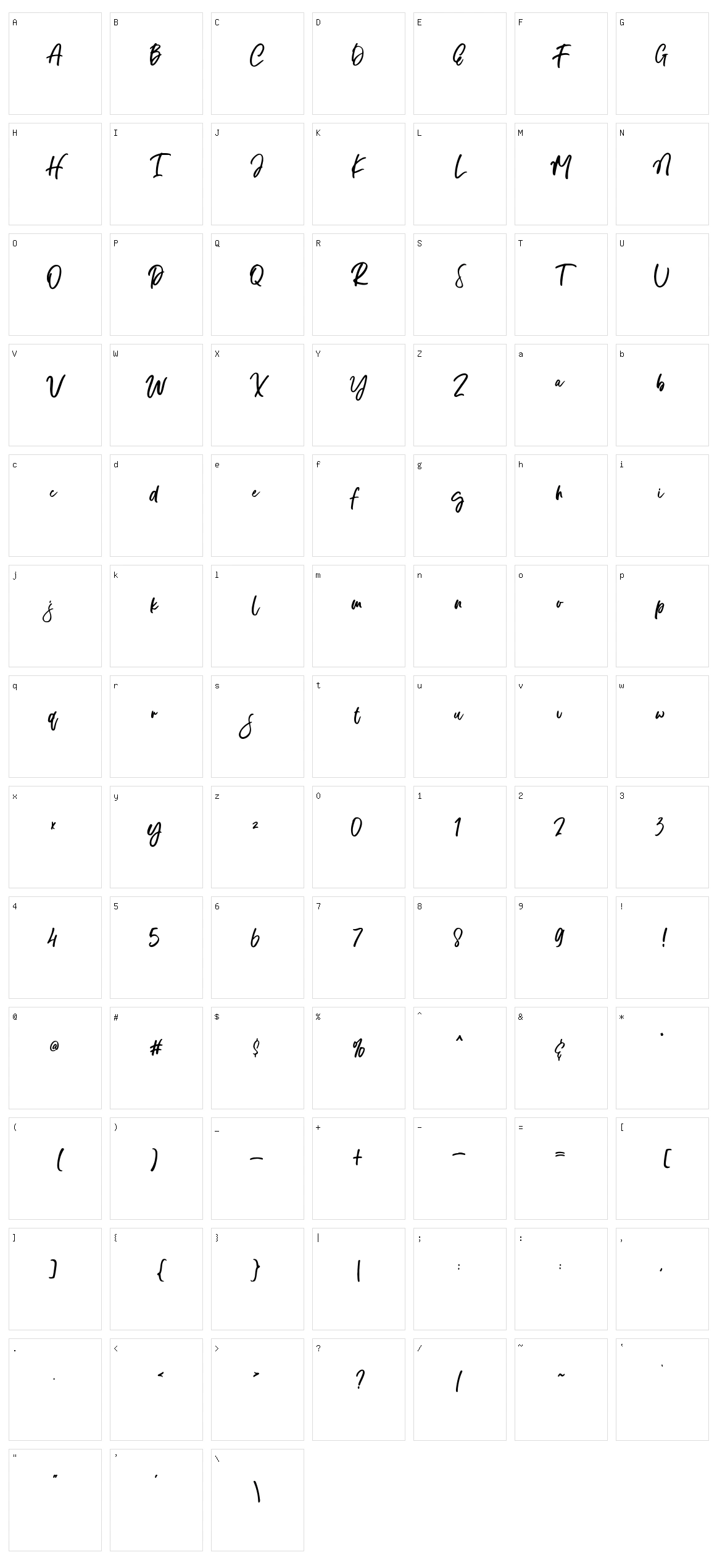Display Character Set