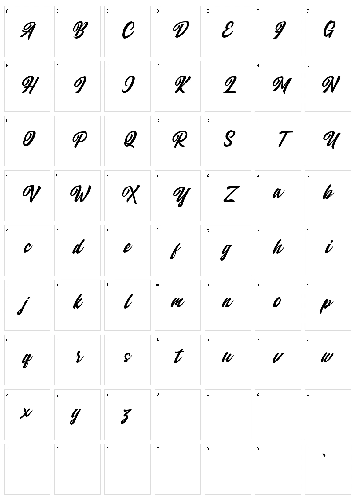 Qintan Script Character Set