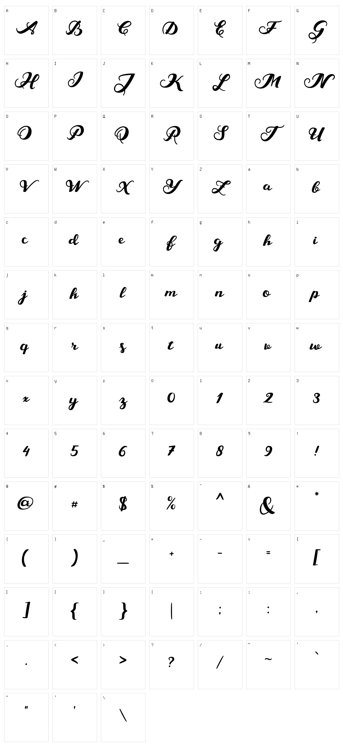 Marisa Script Character Set