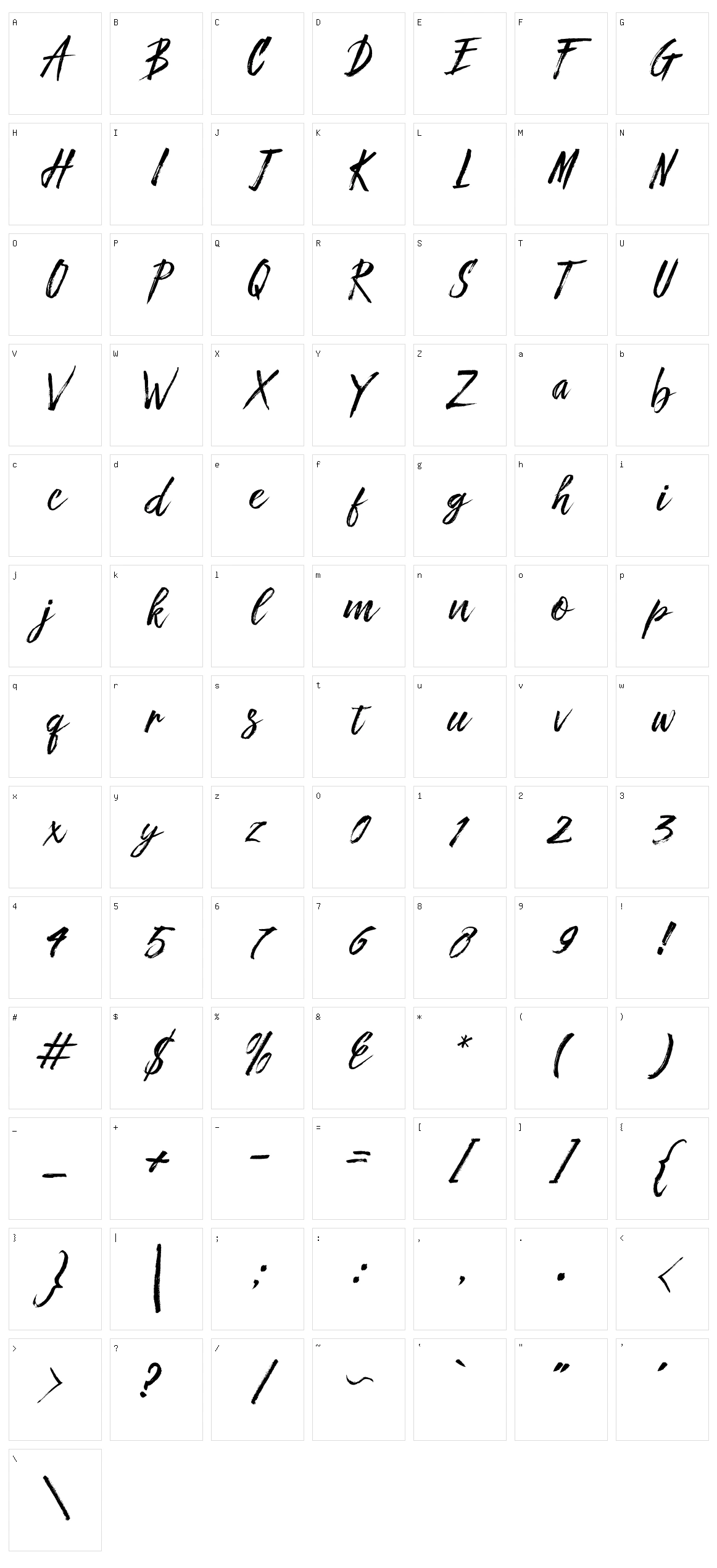 Fronte Script Character Set