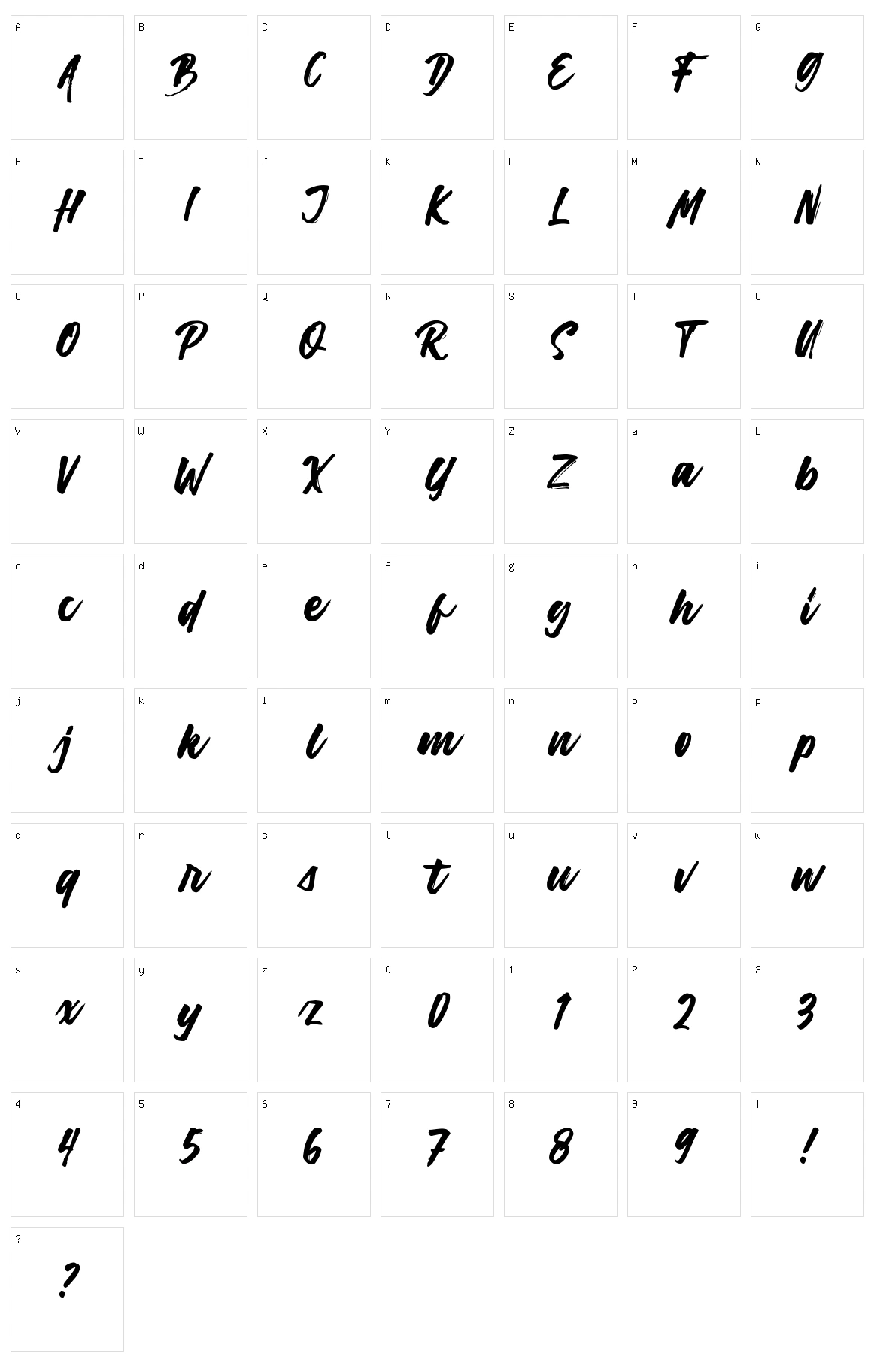 Harligh Brush Character Set