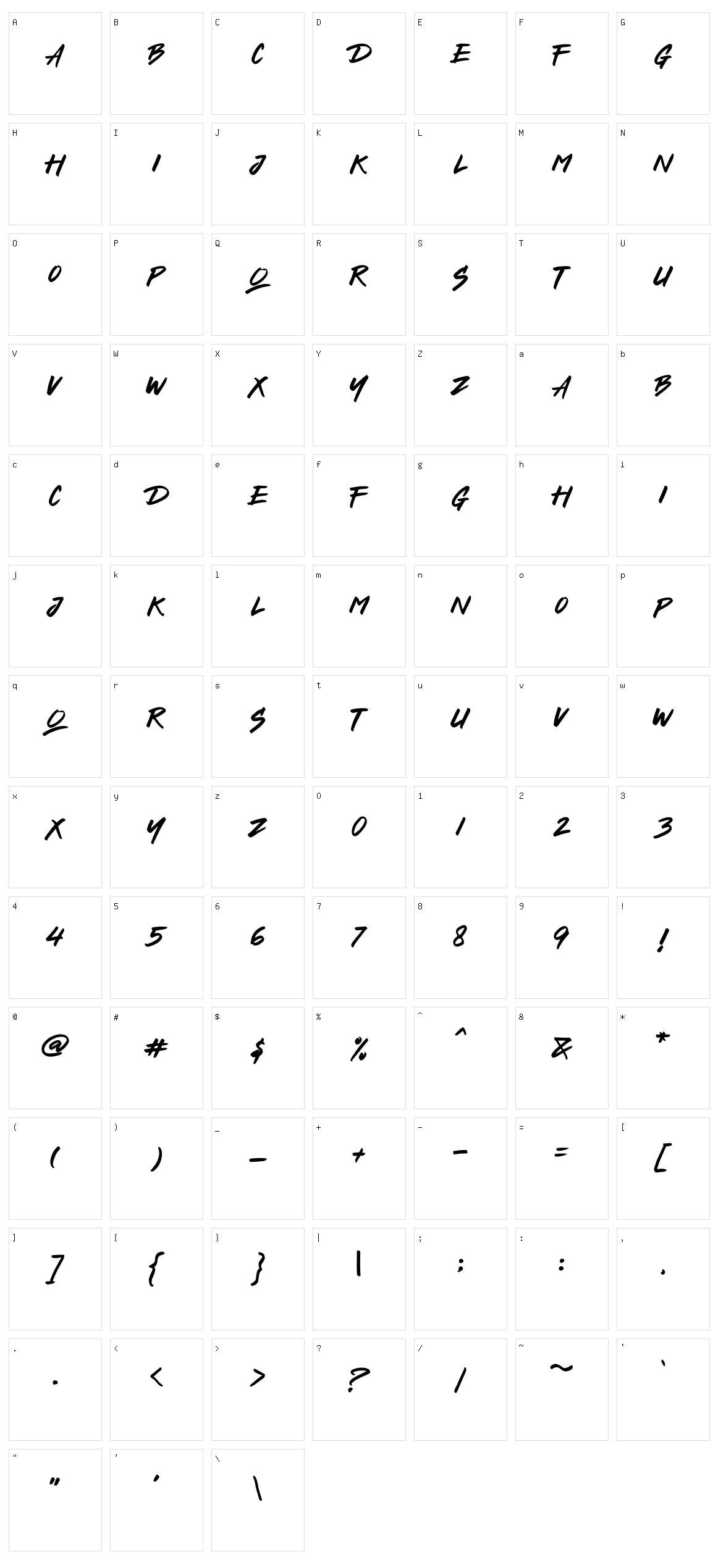 Tegas Character Set