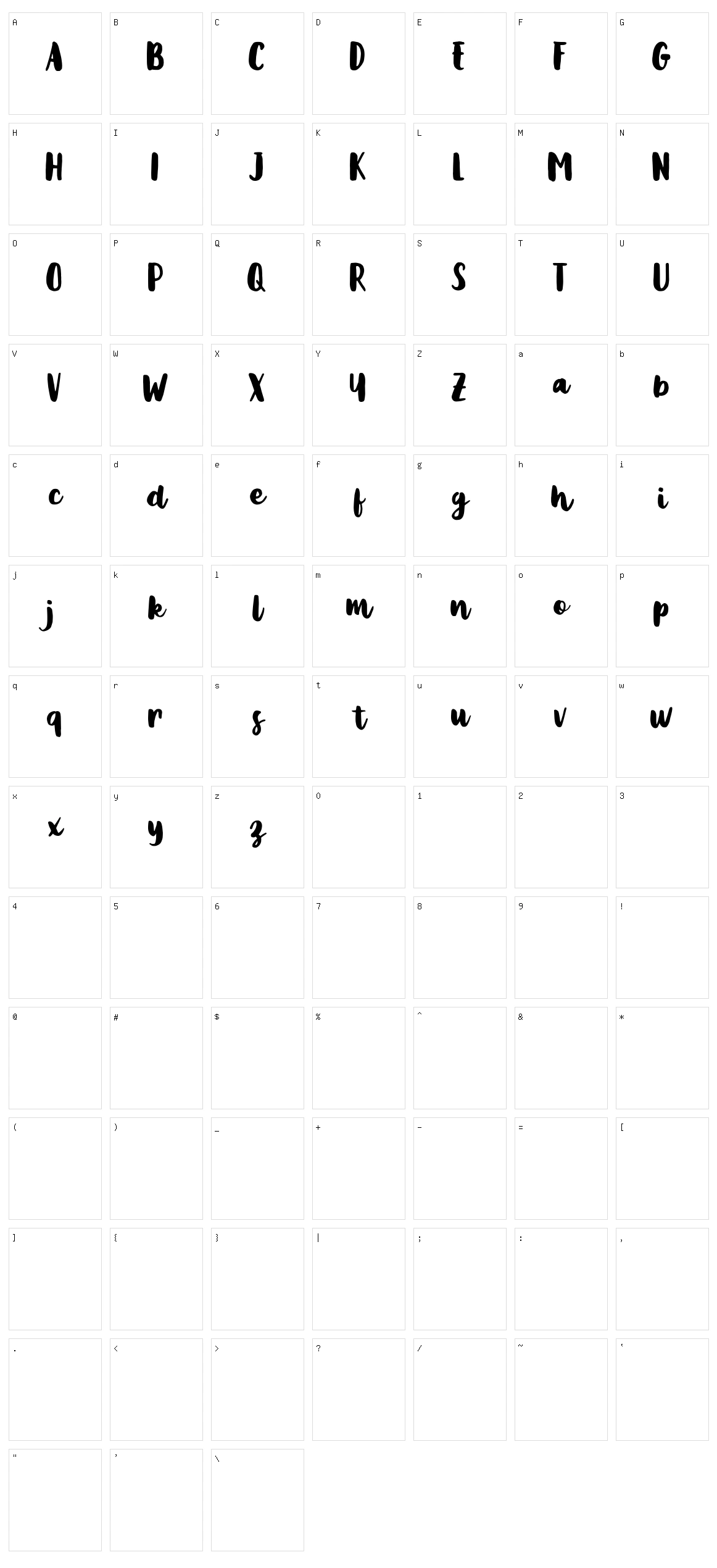 Metasha Character Set