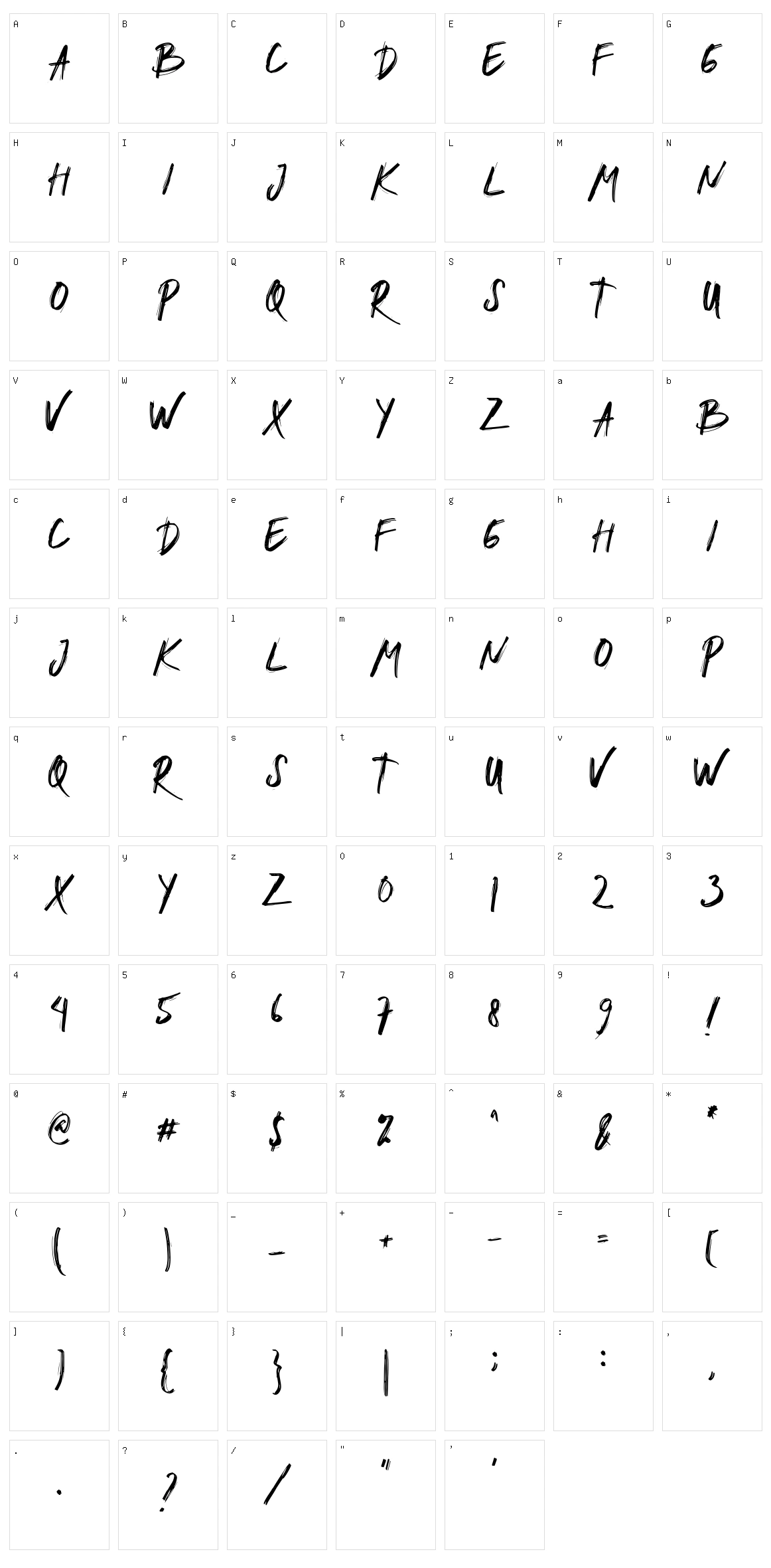 Dvorak Character Set