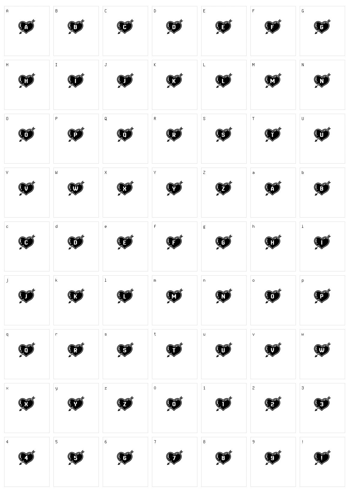 Hearts and Arrows Character Set