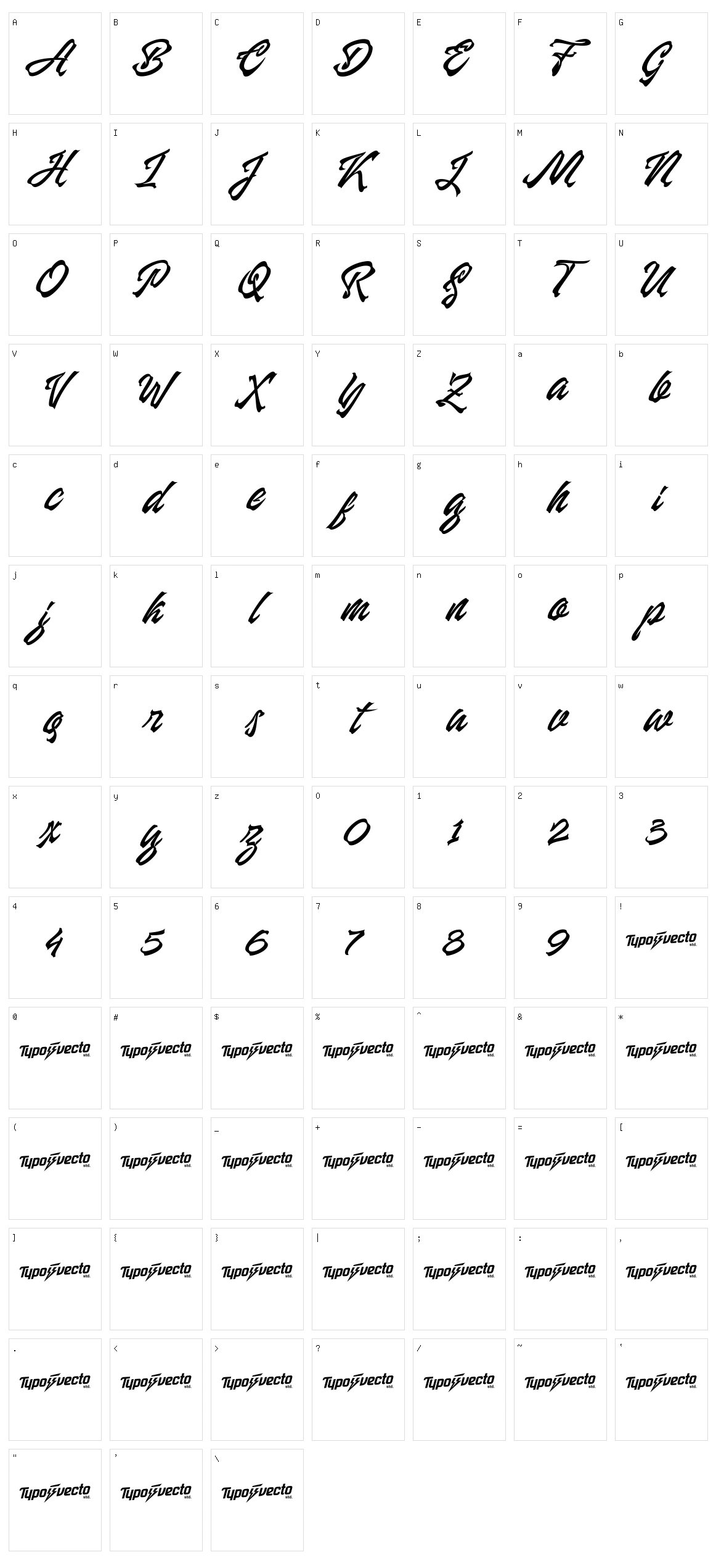 Manhattan Brush Character Set