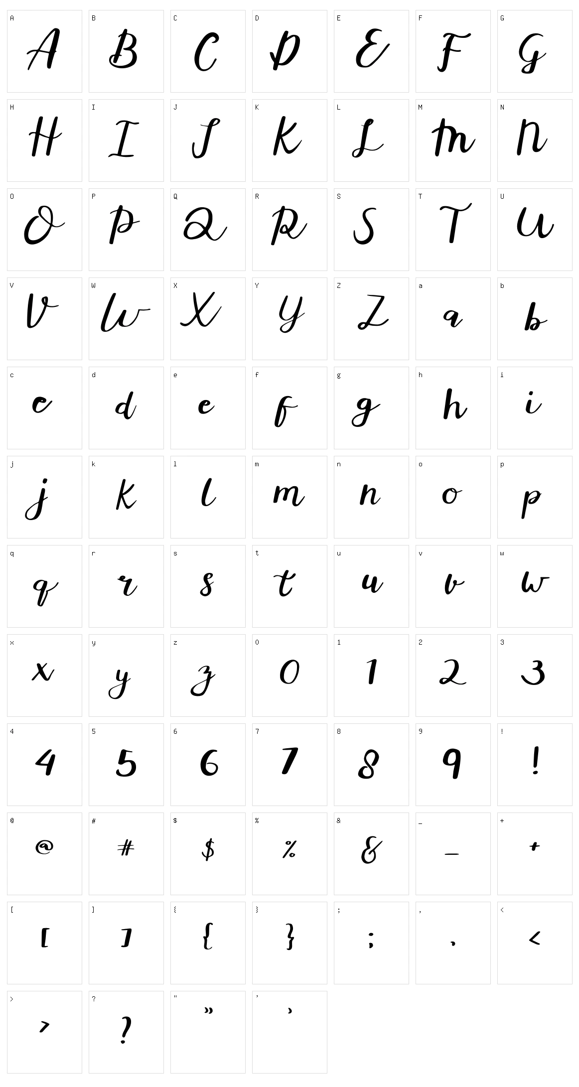 Averto Character Set