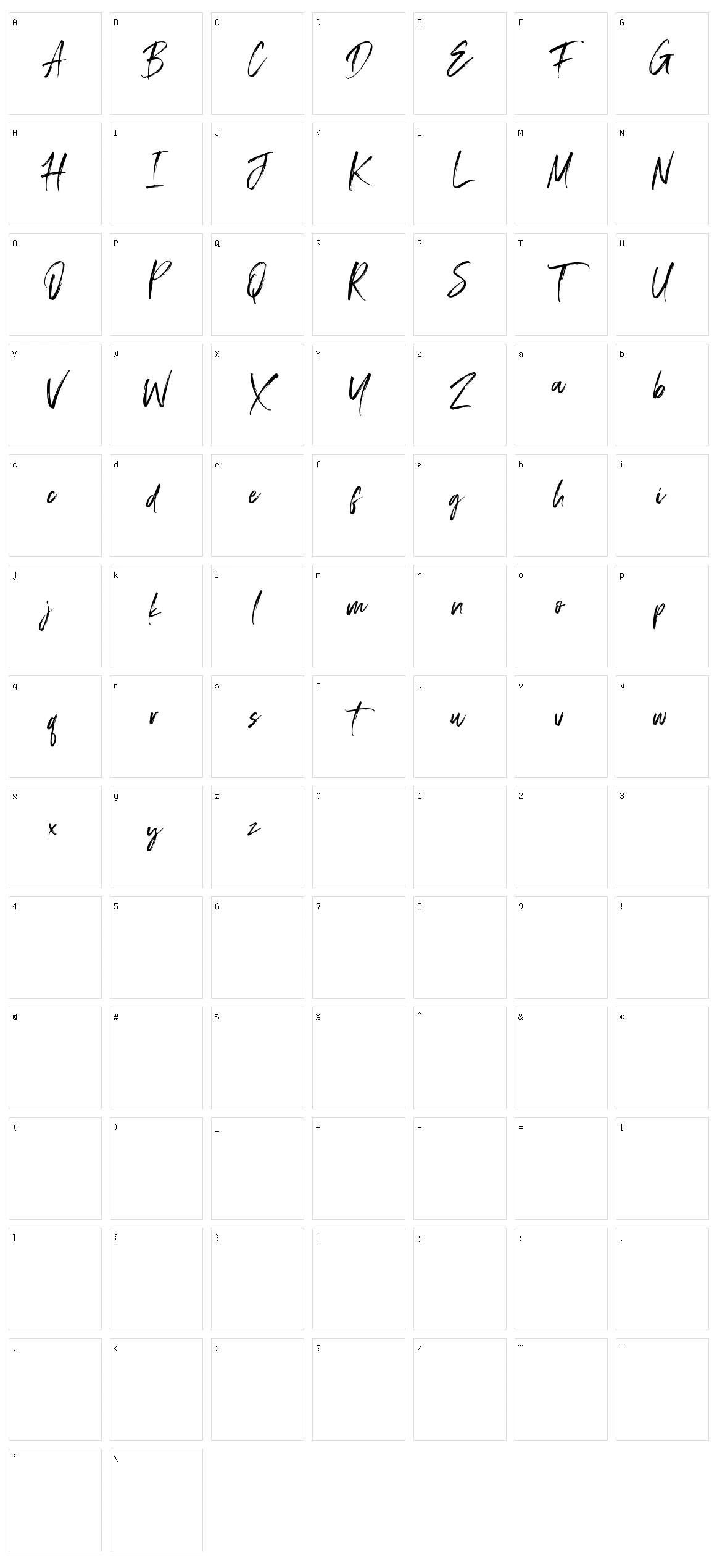 Displatter Character Set