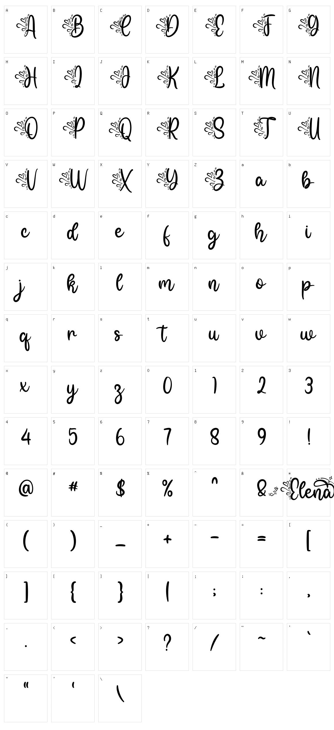 Elena Character Set