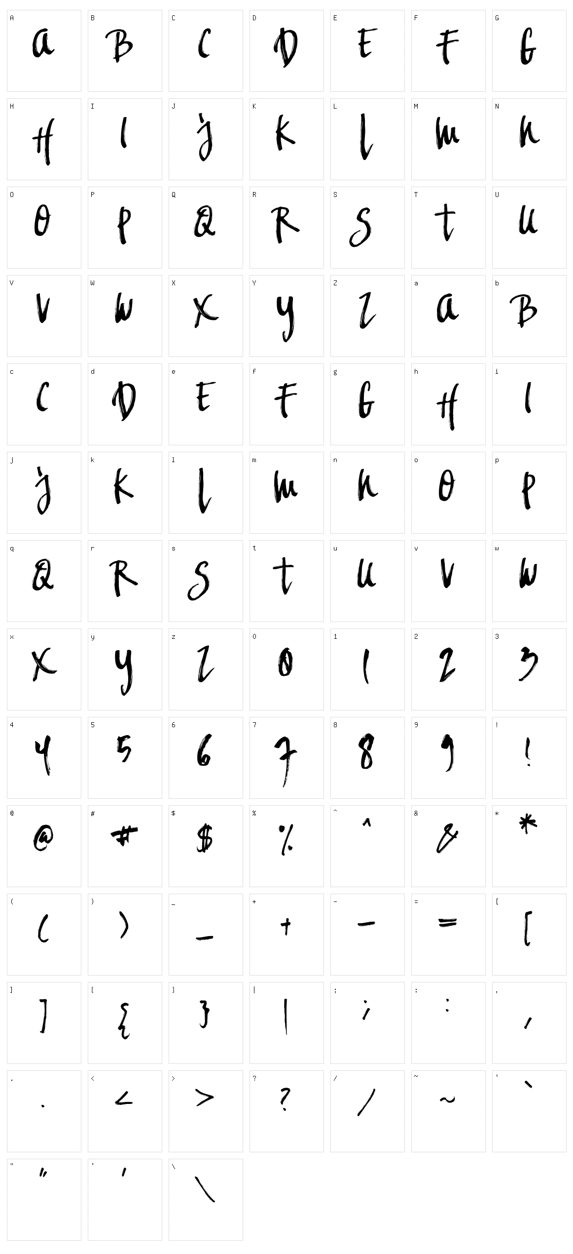 Aeros Character Set