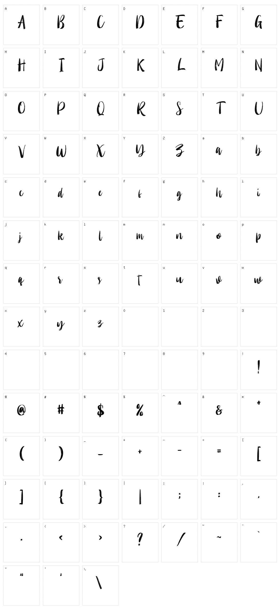 Molliquam Character Set