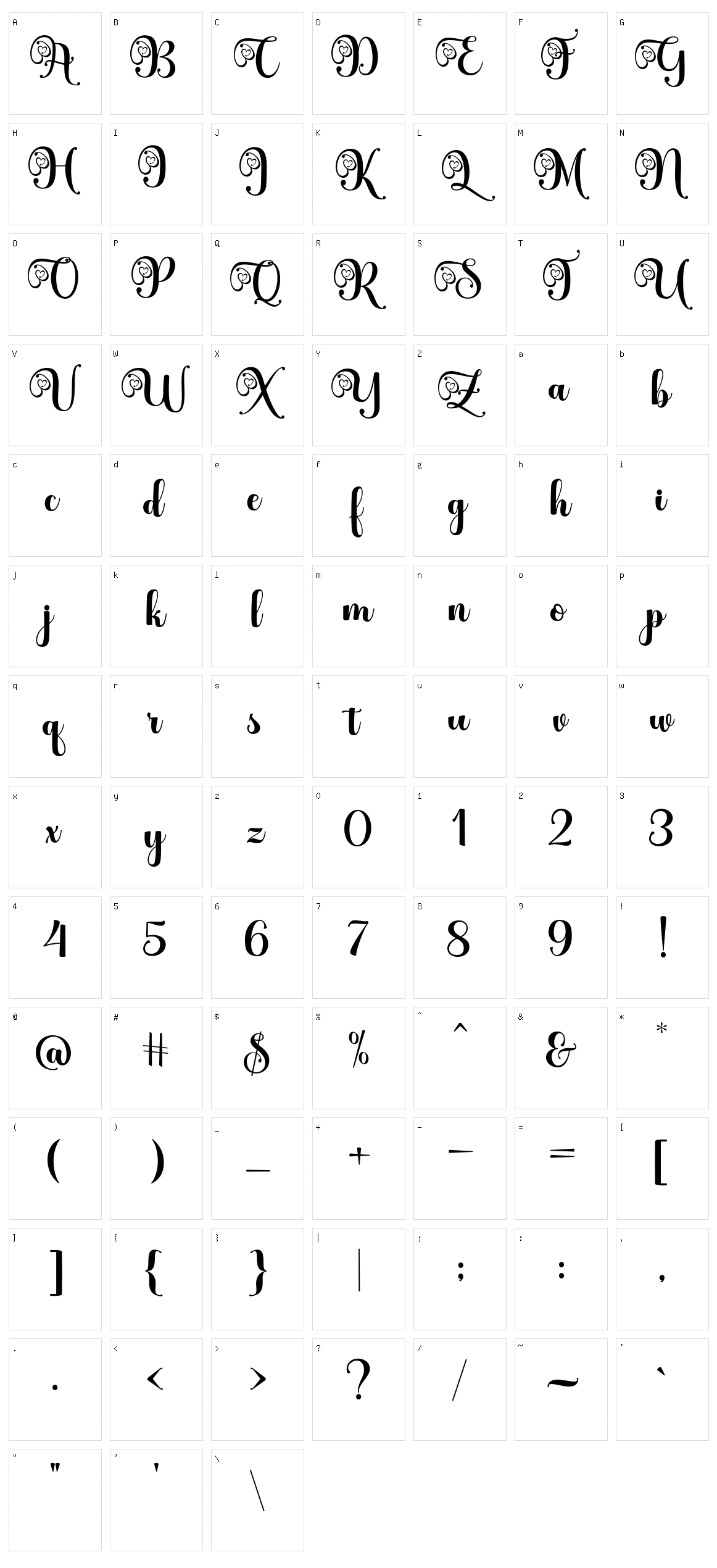 Better Spring Script Character Set