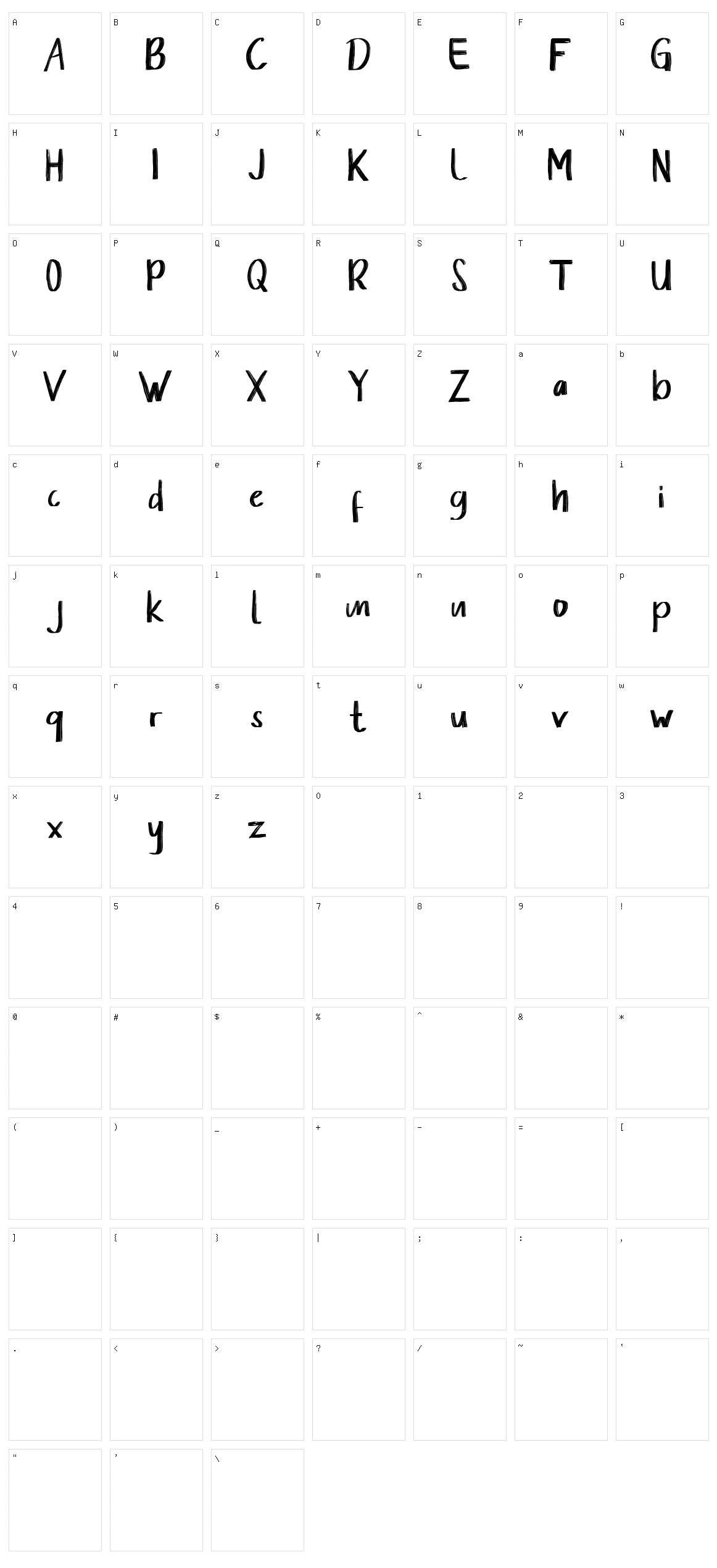 Senorita Character Set