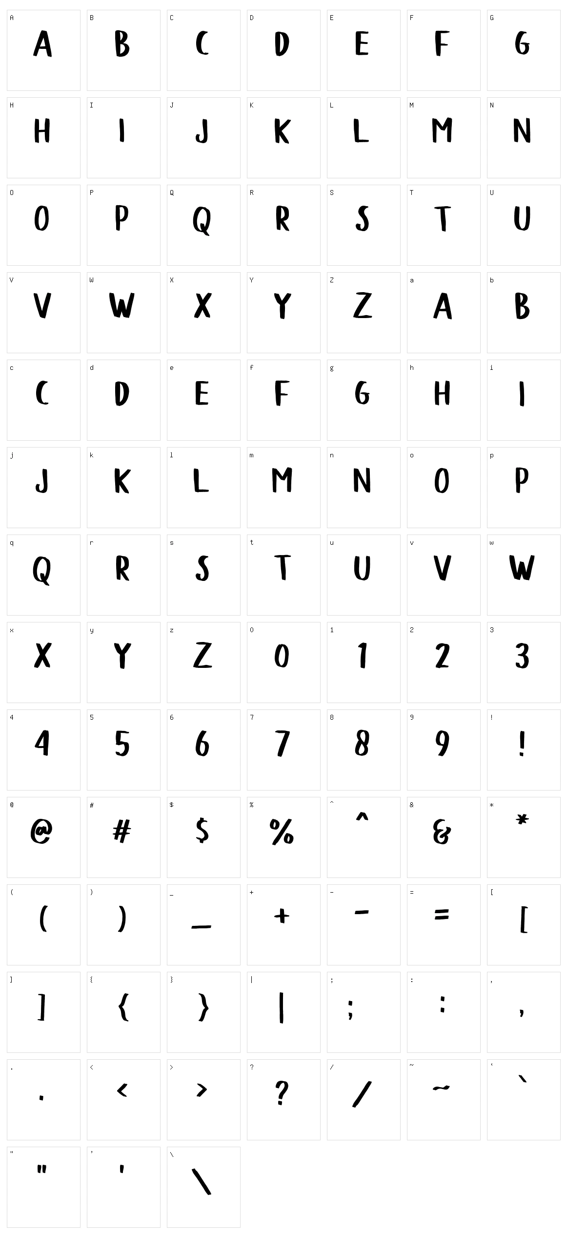 Blodders Character Set