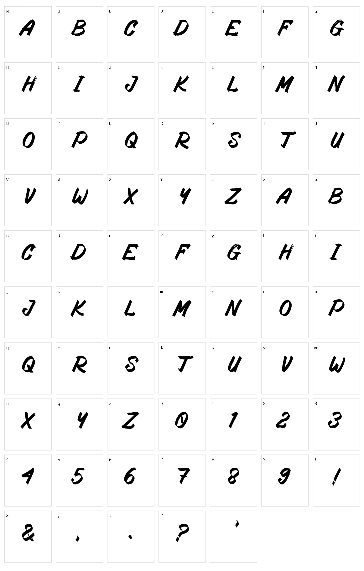 Rostering Brush Character Set