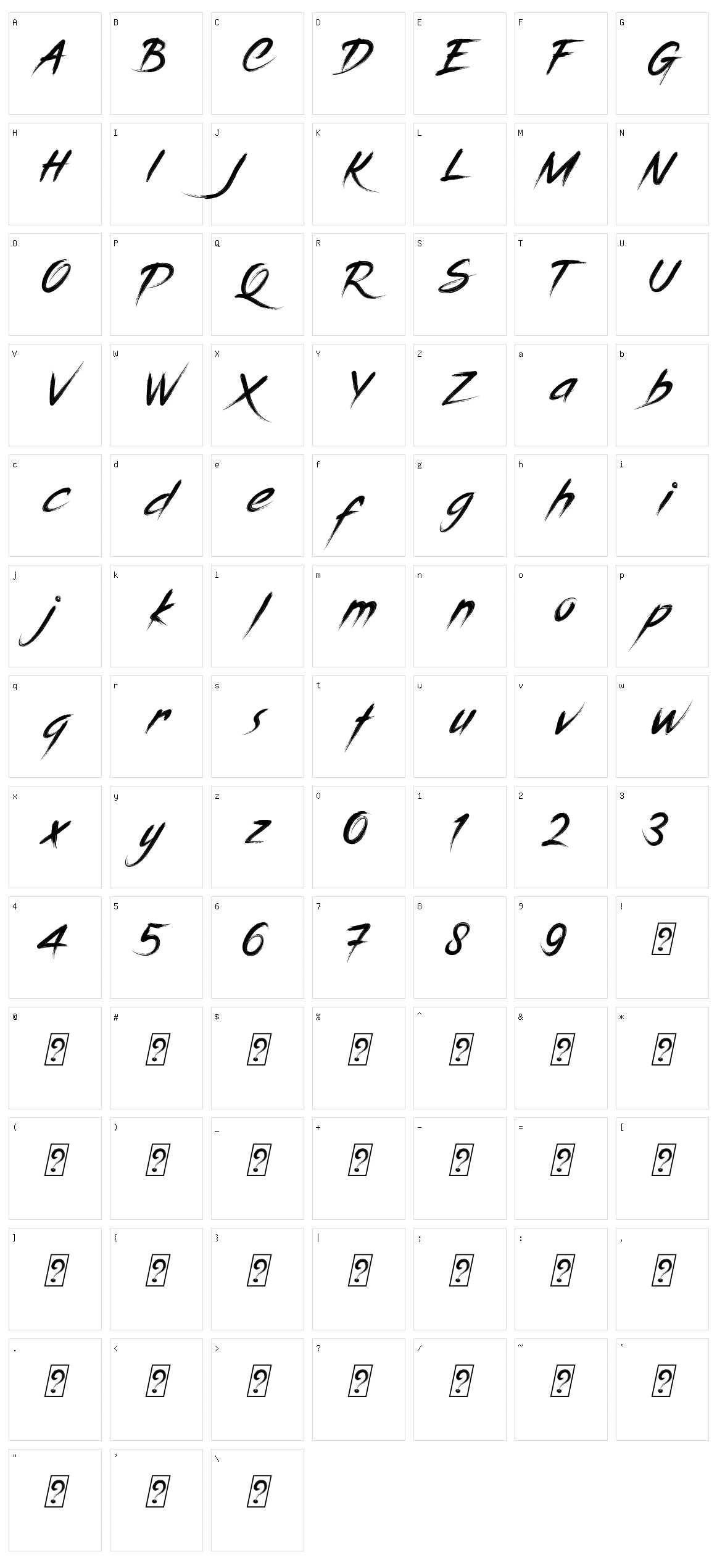 Carocks Character Set