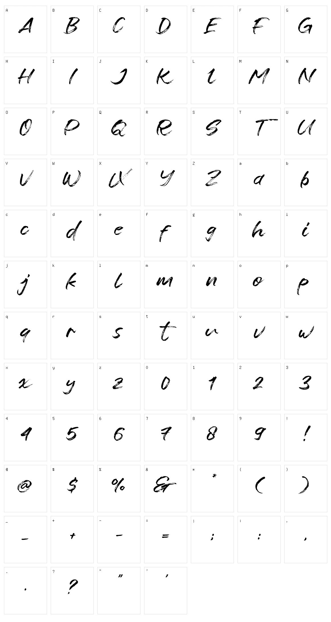 Fontrue Character Set