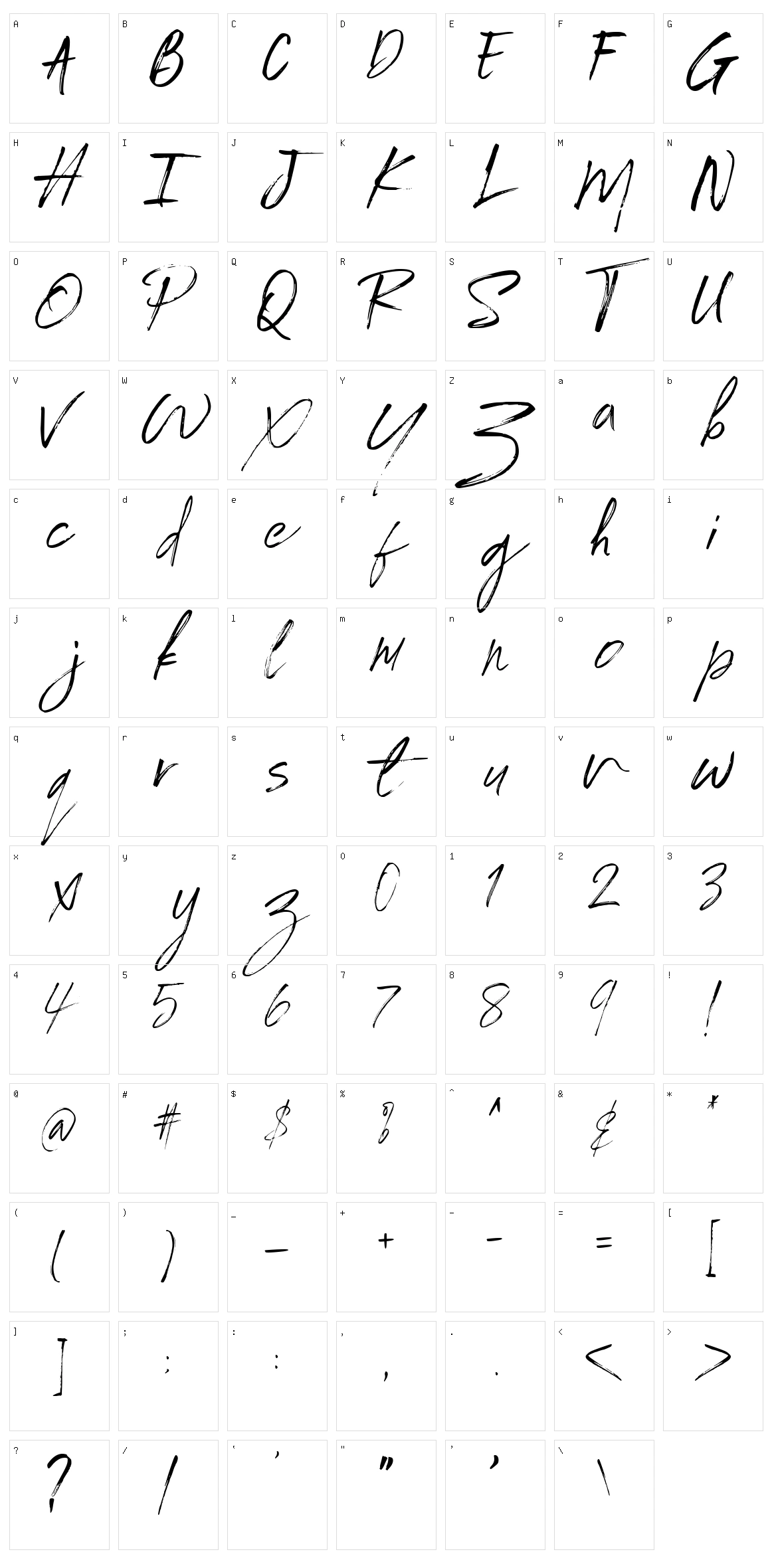 Portlame Character Set