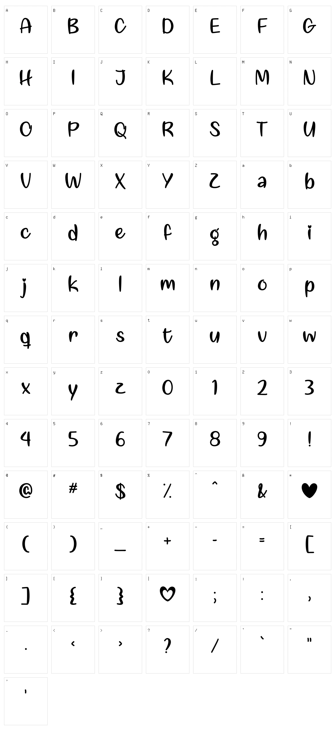 Liebe finden Character Set