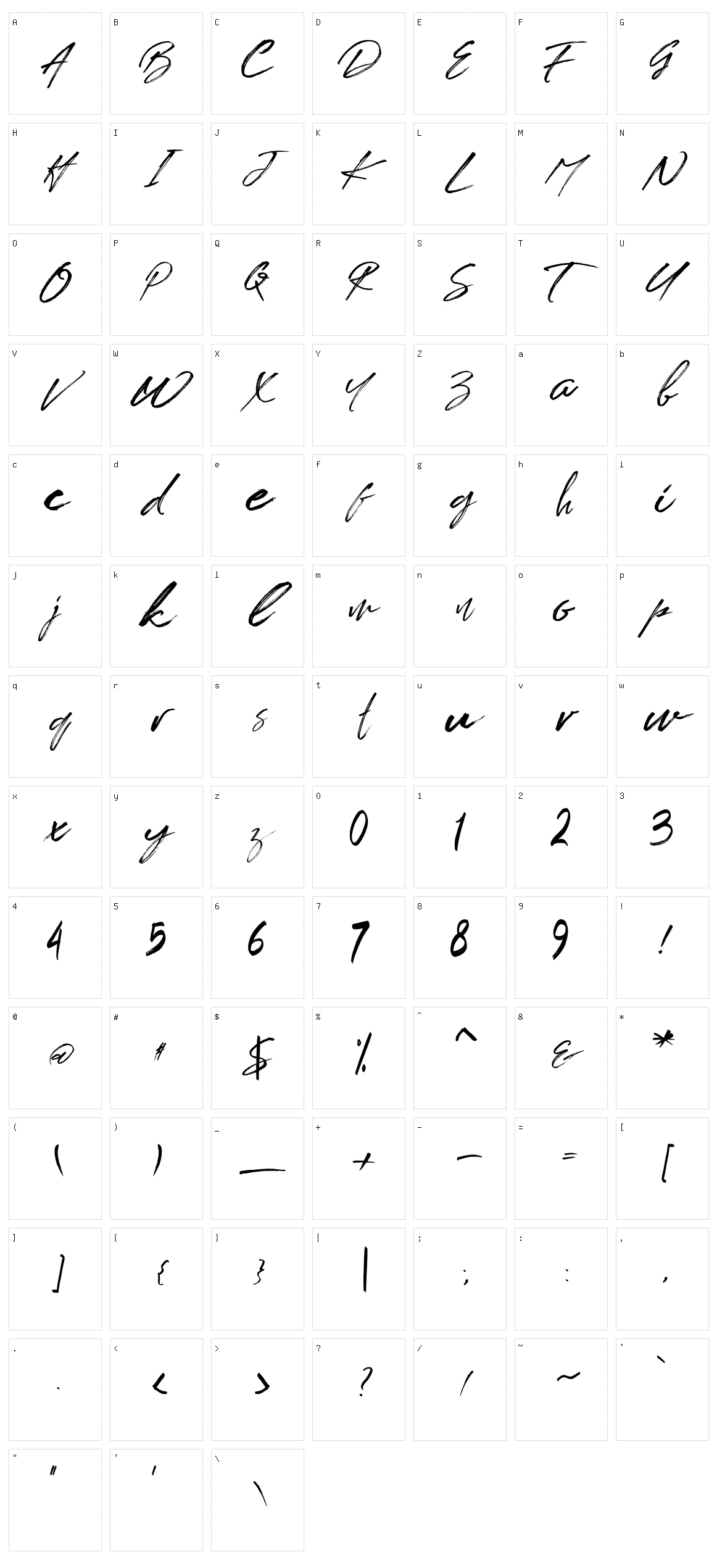 Brush Tangse Character Set